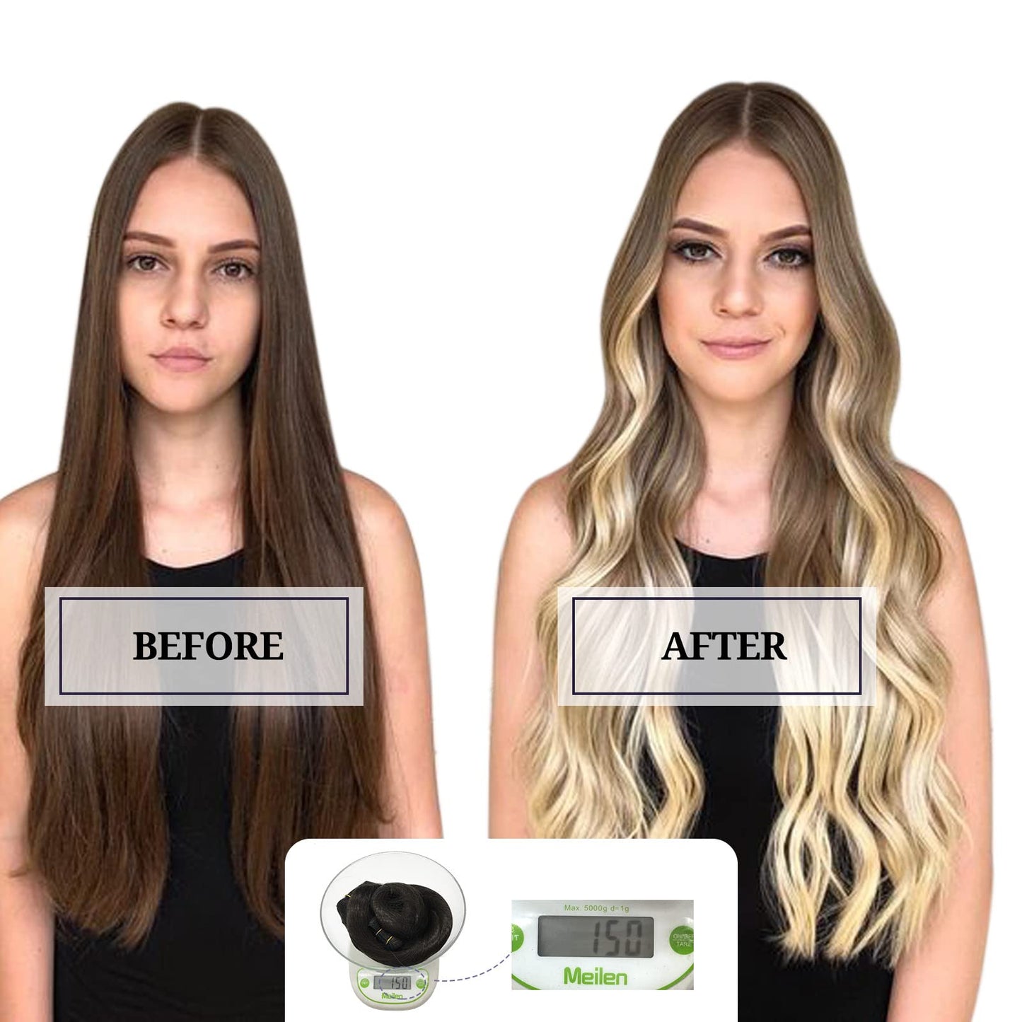 DOORES Seamless Clip in Hair Extensions Real Human Hair, Jet Black 150g 7pcs 20 Inch, Hair Extensions Clip in Human Hair Extensions Clip ins with Thin Weft Thick Straight Hair