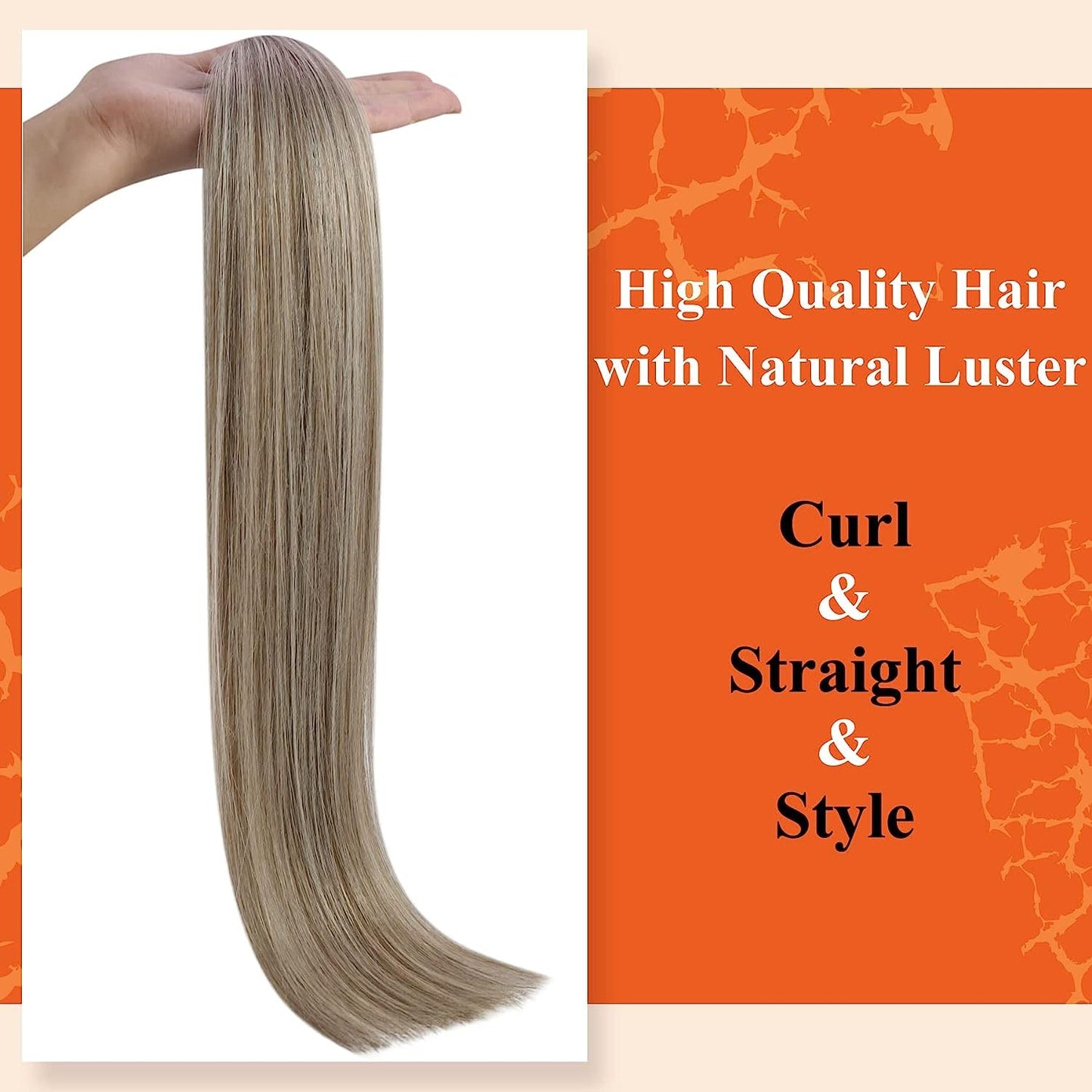 Full Shine Cold Fusion Prebonded Human Hair Extensions with Microbeads Color 18 Ash Blonde Highlighted 613 Blonde Micro Link Straight Hair 22 Inch Natural Hair Extensions for Women 50 Strands