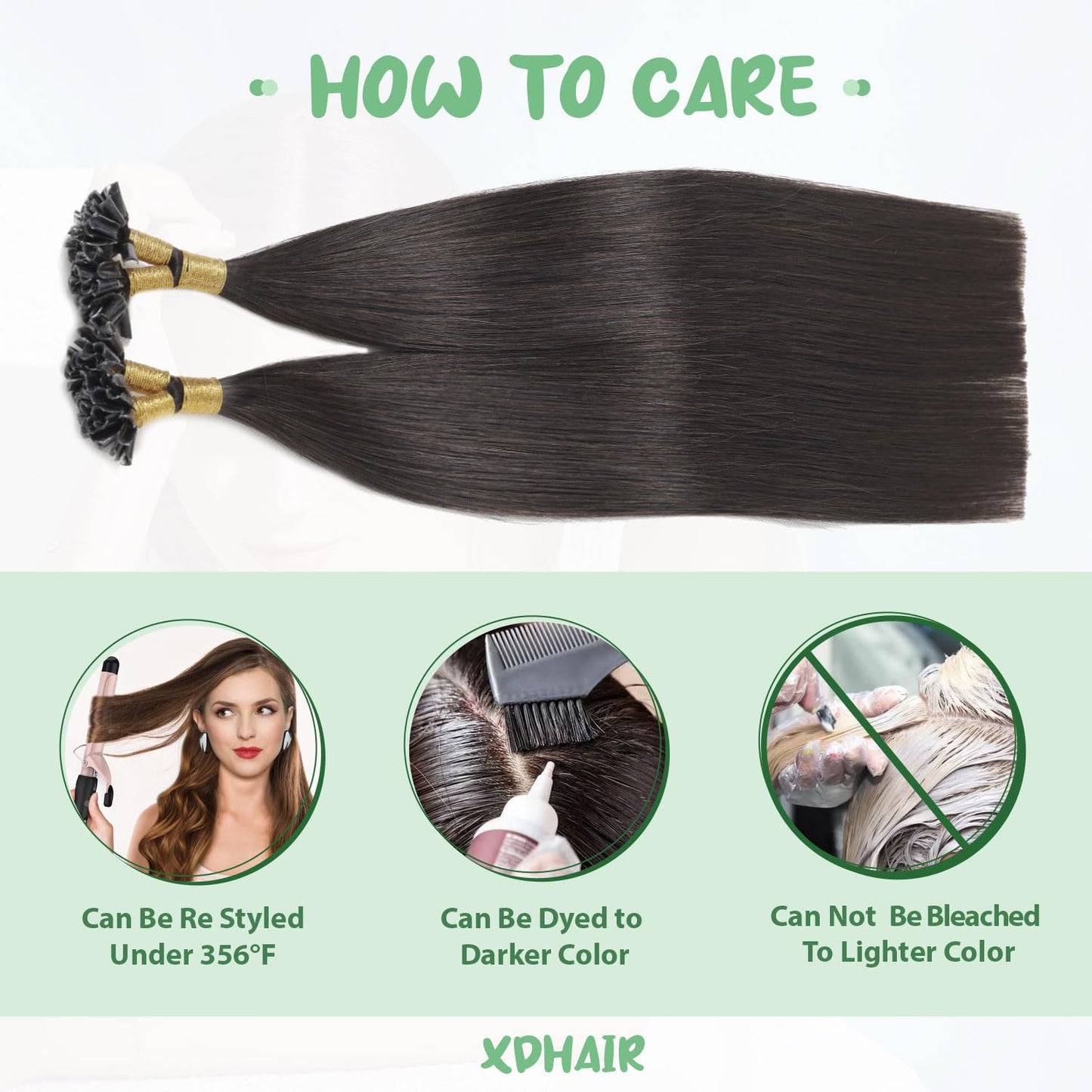 U Tip Hair Extensions Real Human Hair 50 Strands 50g 20inch Balayage Ombre Walnut Brown to Ash Brown and Blonde Pre Bonded Hair Extensions Nail U Tip Hair Extensions #3/8/22 20inch