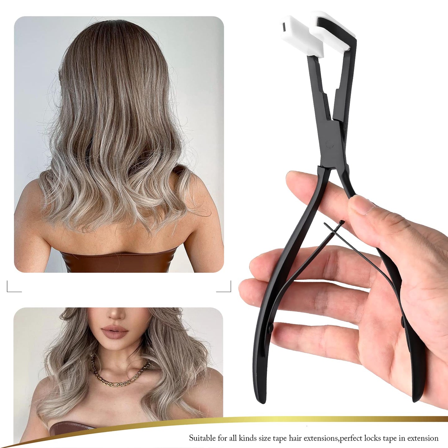 EHDIS Tape in Hair Extensions Pliers Stainless Steel Flat Surface Extensions Tape Sealing Clamp Pliers Tool (Type A)