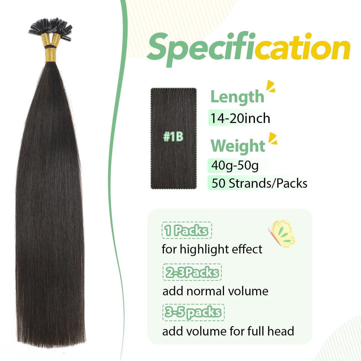 U Tip Hair Extensions Real Human Hair 50 Strands 50g 20inch Balayage Ombre Walnut Brown to Ash Brown and Blonde Pre Bonded Hair Extensions Nail U Tip Hair Extensions #3/8/22 20inch