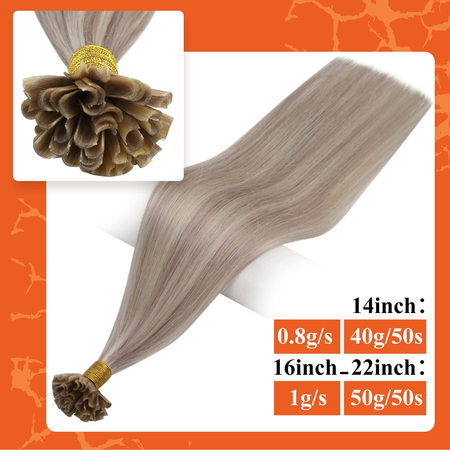 Full Shine Cold Fusion Prebonded Human Hair Extensions with Microbeads Color 18 Ash Blonde Highlighted 613 Blonde Micro Link Straight Hair 22 Inch Natural Hair Extensions for Women 50 Strands