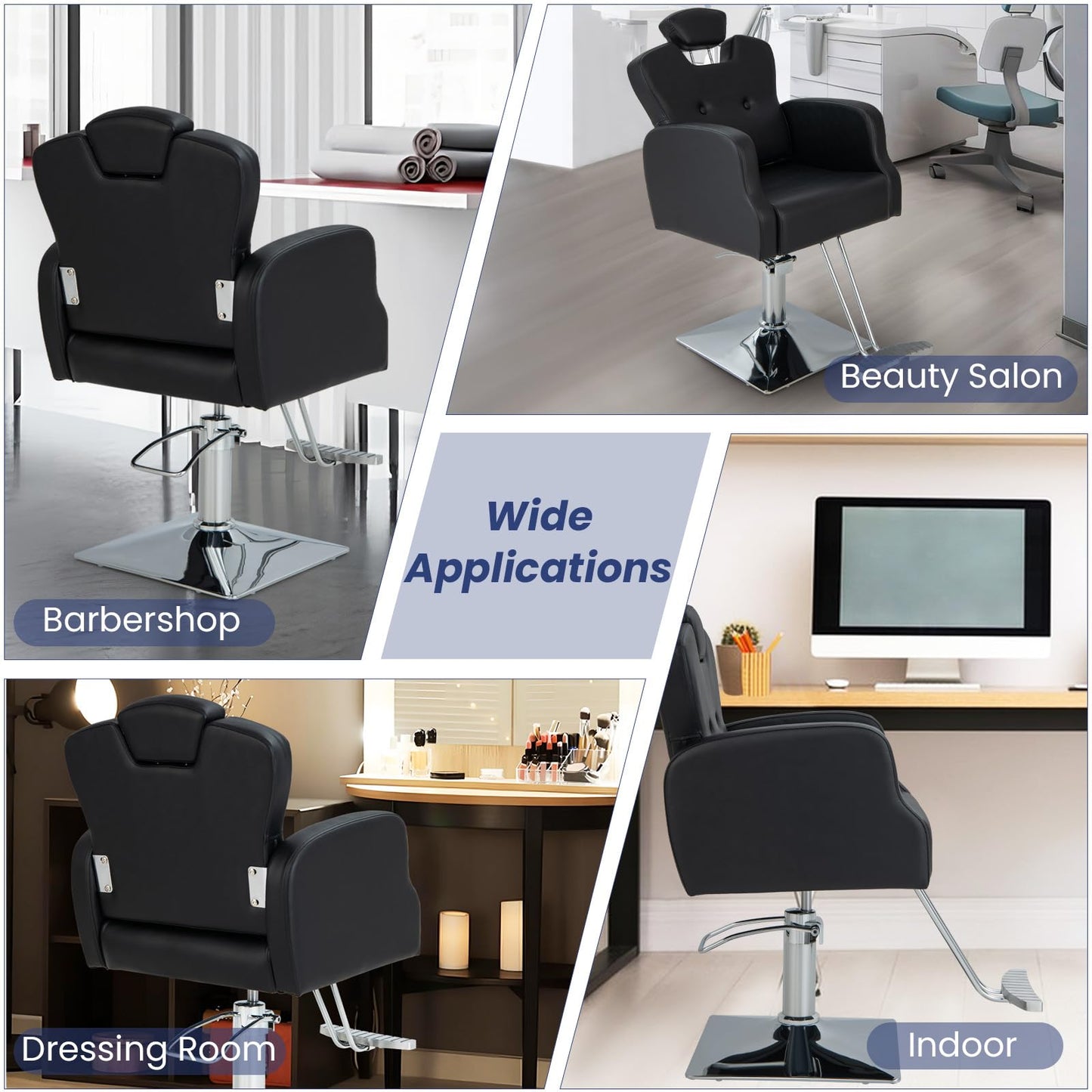 S AFSTAR Hydraulic Barber Chair, 360 Degrees Rolling Swivel Salon Chairs w/Adjustable Headrest & Seat Height, Durable Hydraulic Pump, 330 LBS Load Capacity, Beauty Spa Chair Hair Salon Chair