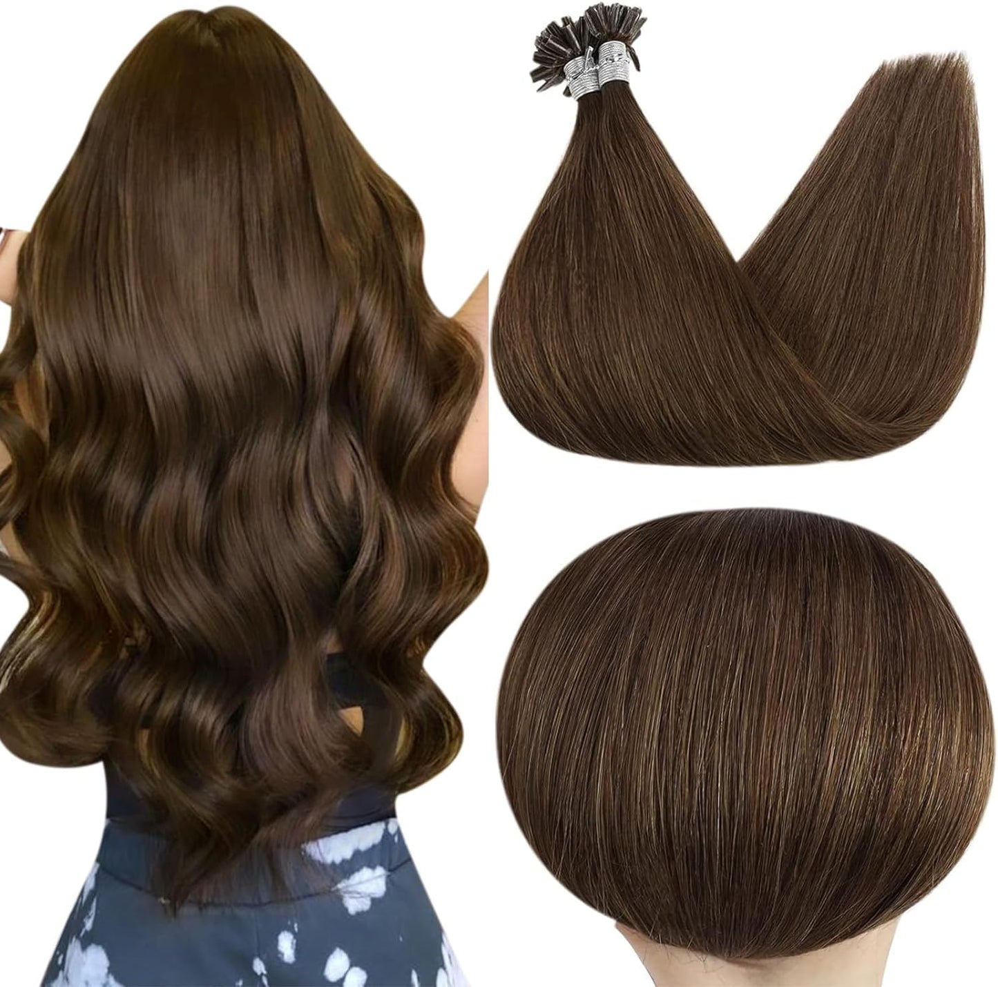 Full Shine Cold Fusion Prebonded Human Hair Extensions with Microbeads Color 18 Ash Blonde Highlighted 613 Blonde Micro Link Straight Hair 22 Inch Natural Hair Extensions for Women 50 Strands