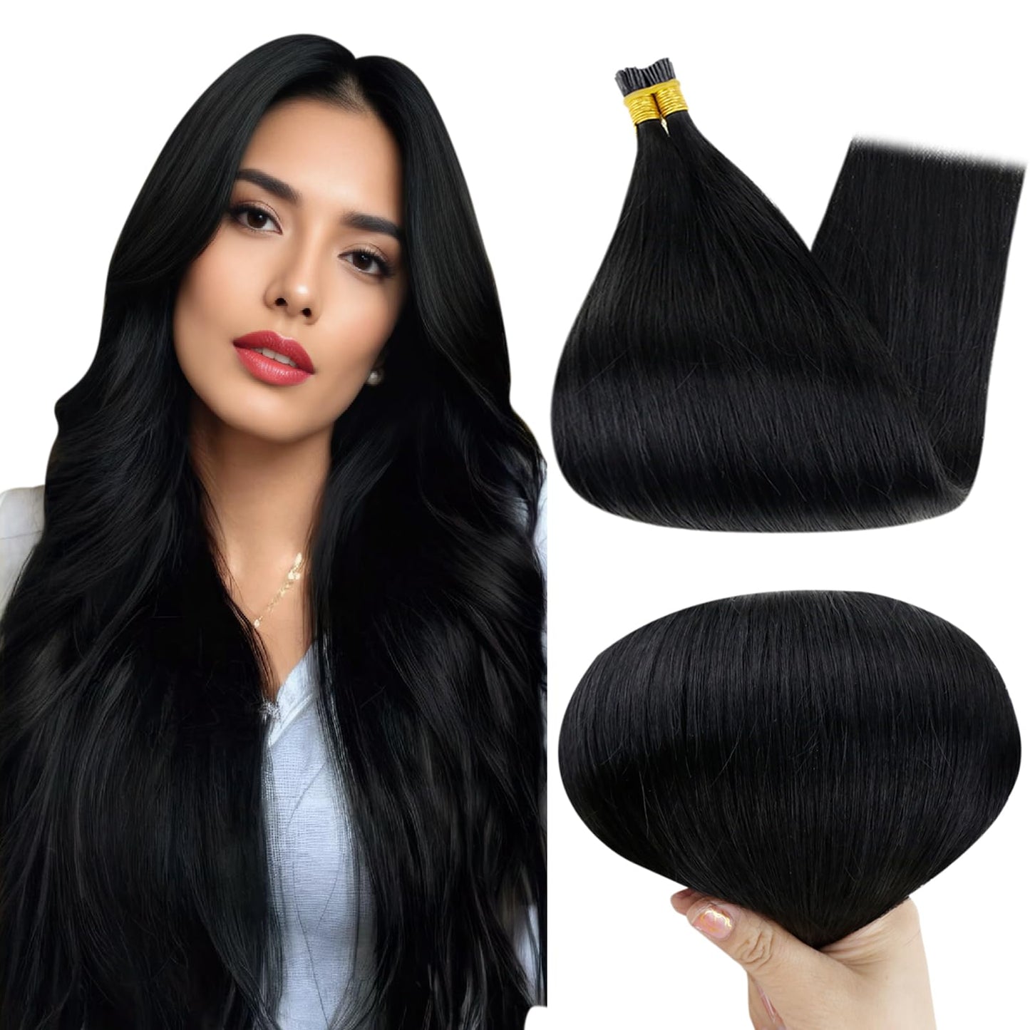 Full Shine Cold Fusion Prebonded Human Hair Extensions with Microbeads Color 18 Ash Blonde Highlighted 613 Blonde Micro Link Straight Hair 22 Inch Natural Hair Extensions for Women 50 Strands