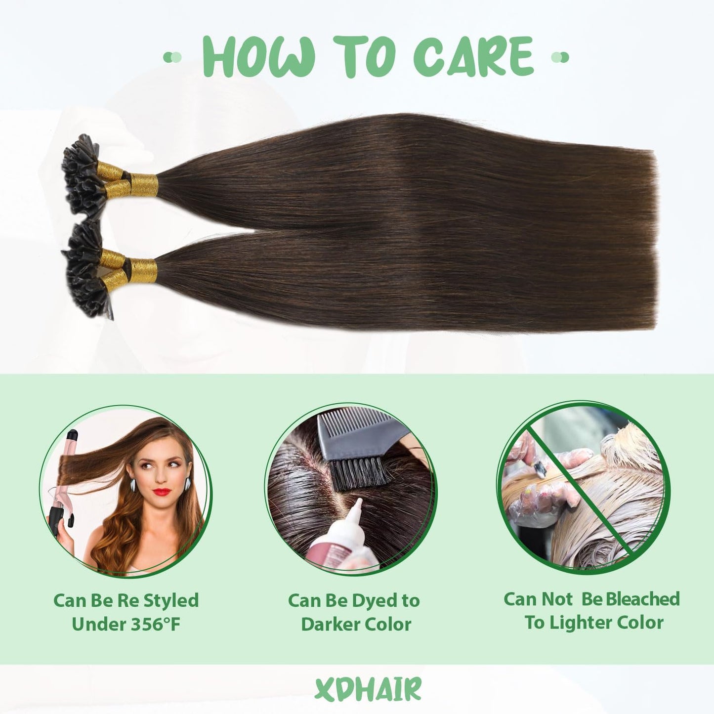 U Tip Hair Extensions Real Human Hair 50 Strands 50g 20inch Balayage Ombre Walnut Brown to Ash Brown and Blonde Pre Bonded Hair Extensions Nail U Tip Hair Extensions #3/8/22 20inch