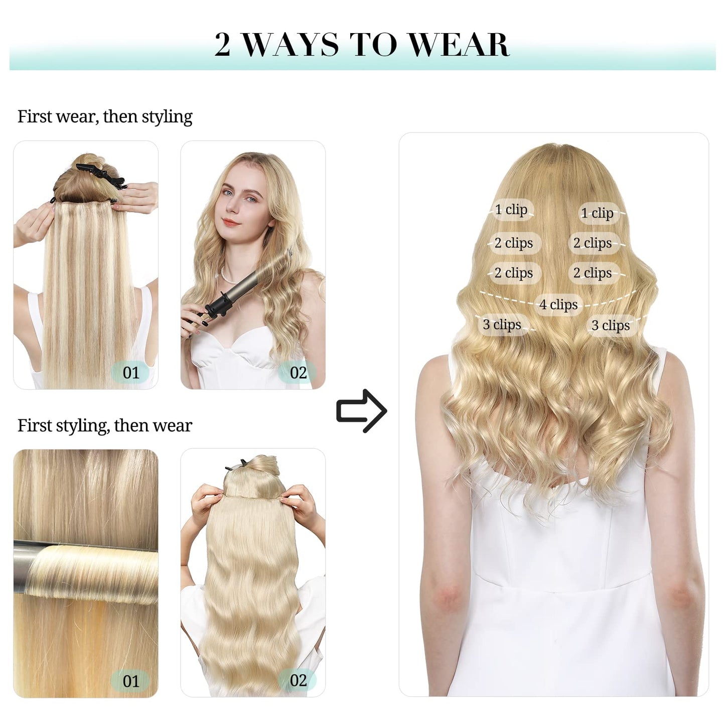 DOORES Seamless Clip in Hair Extensions Real Human Hair, Jet Black 150g 7pcs 20 Inch, Hair Extensions Clip in Human Hair Extensions Clip ins with Thin Weft Thick Straight Hair