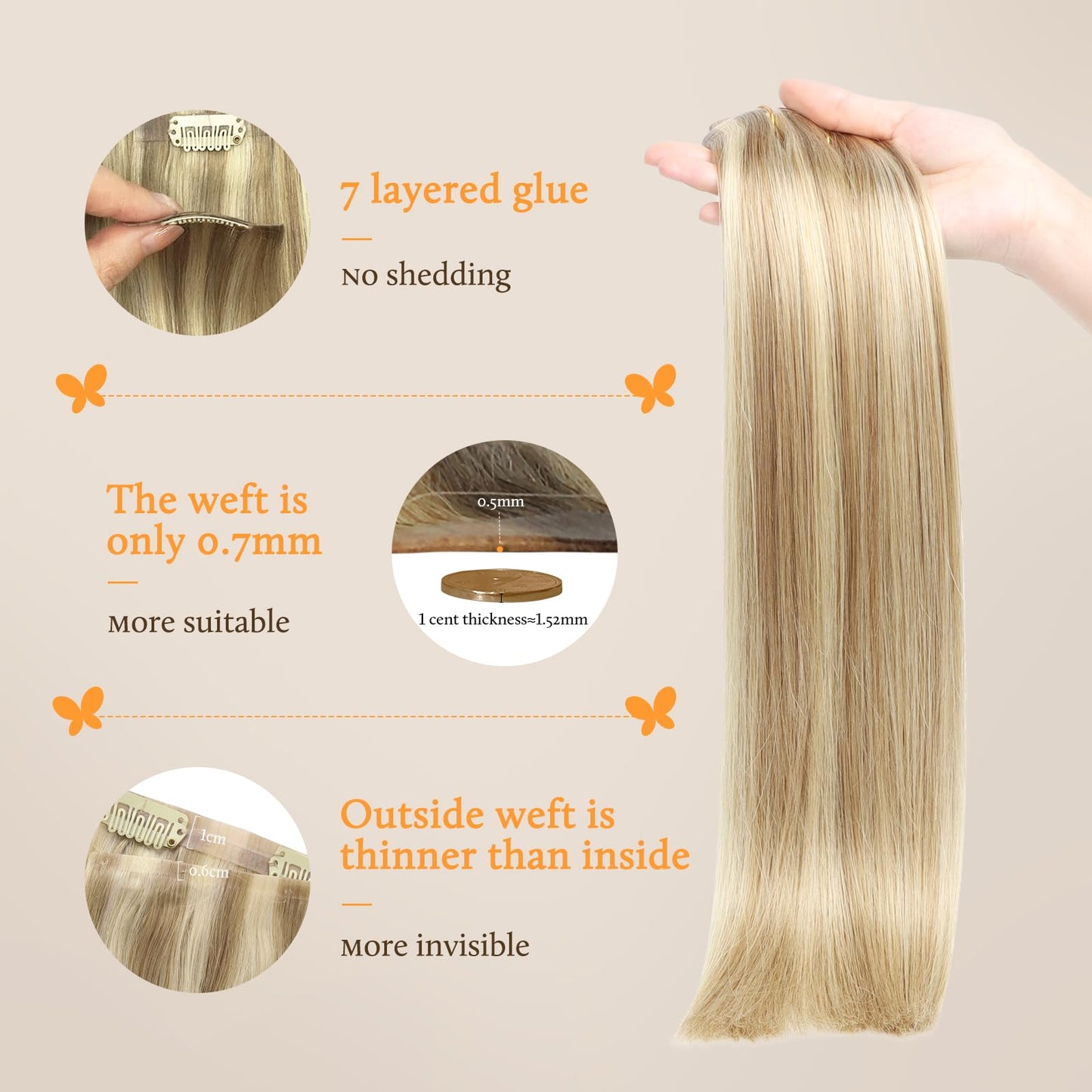 DOORES Seamless Clip in Hair Extensions Real Human Hair, Jet Black 150g 7pcs 20 Inch, Hair Extensions Clip in Human Hair Extensions Clip ins with Thin Weft Thick Straight Hair
