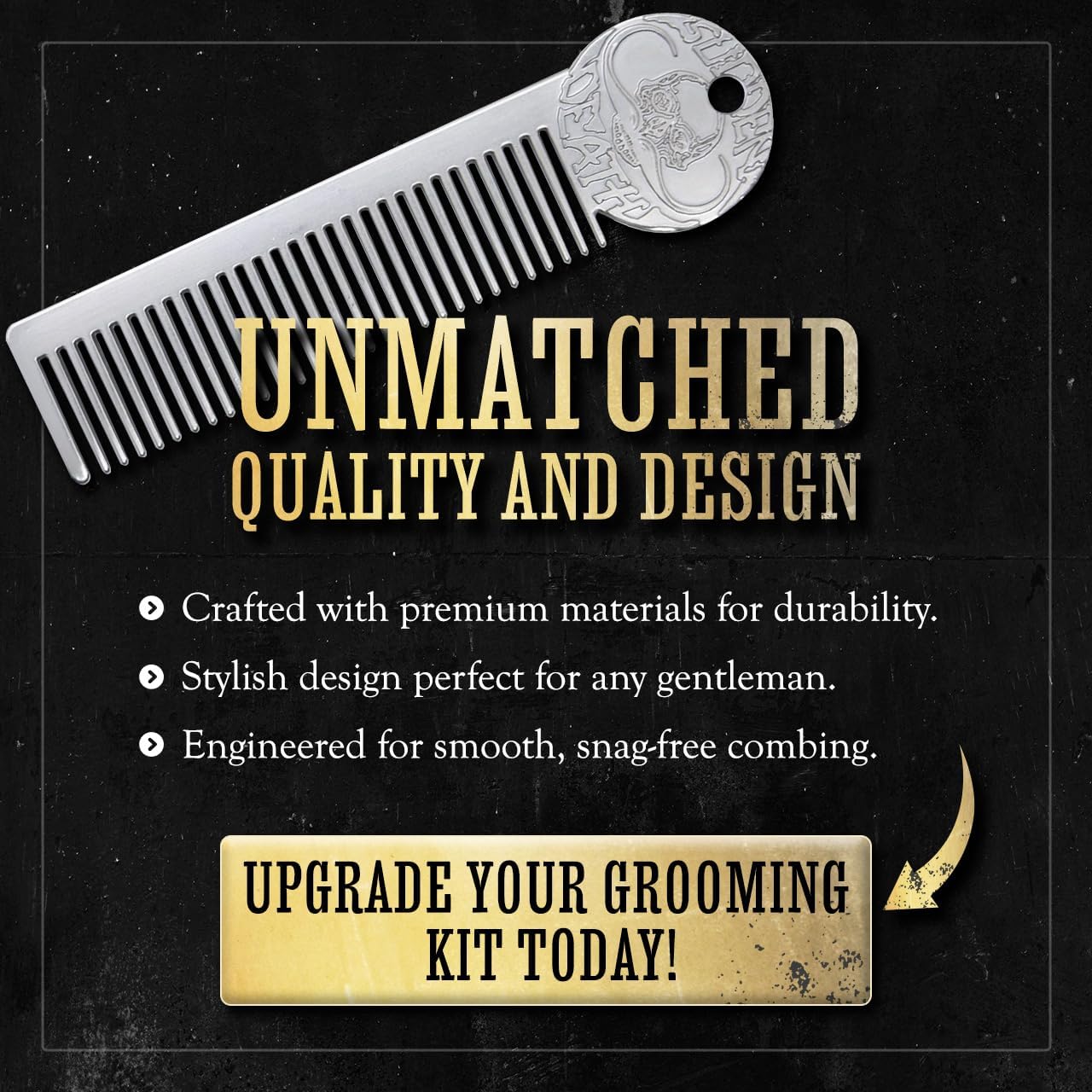 Death Grip Platinum Edition Mustache Comb for Men