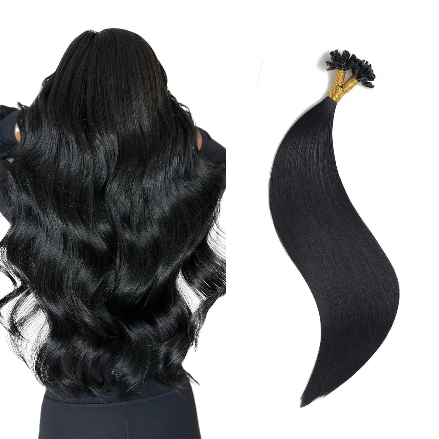 U Tip Hair Extensions Real Human Hair 50 Strands 50g 20inch Balayage Ombre Walnut Brown to Ash Brown and Blonde Pre Bonded Hair Extensions Nail U Tip Hair Extensions #3/8/22 20inch