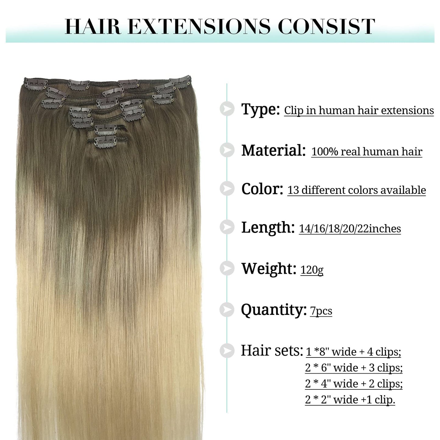 DOORES Seamless Clip in Hair Extensions Real Human Hair, Jet Black 150g 7pcs 20 Inch, Hair Extensions Clip in Human Hair Extensions Clip ins with Thin Weft Thick Straight Hair