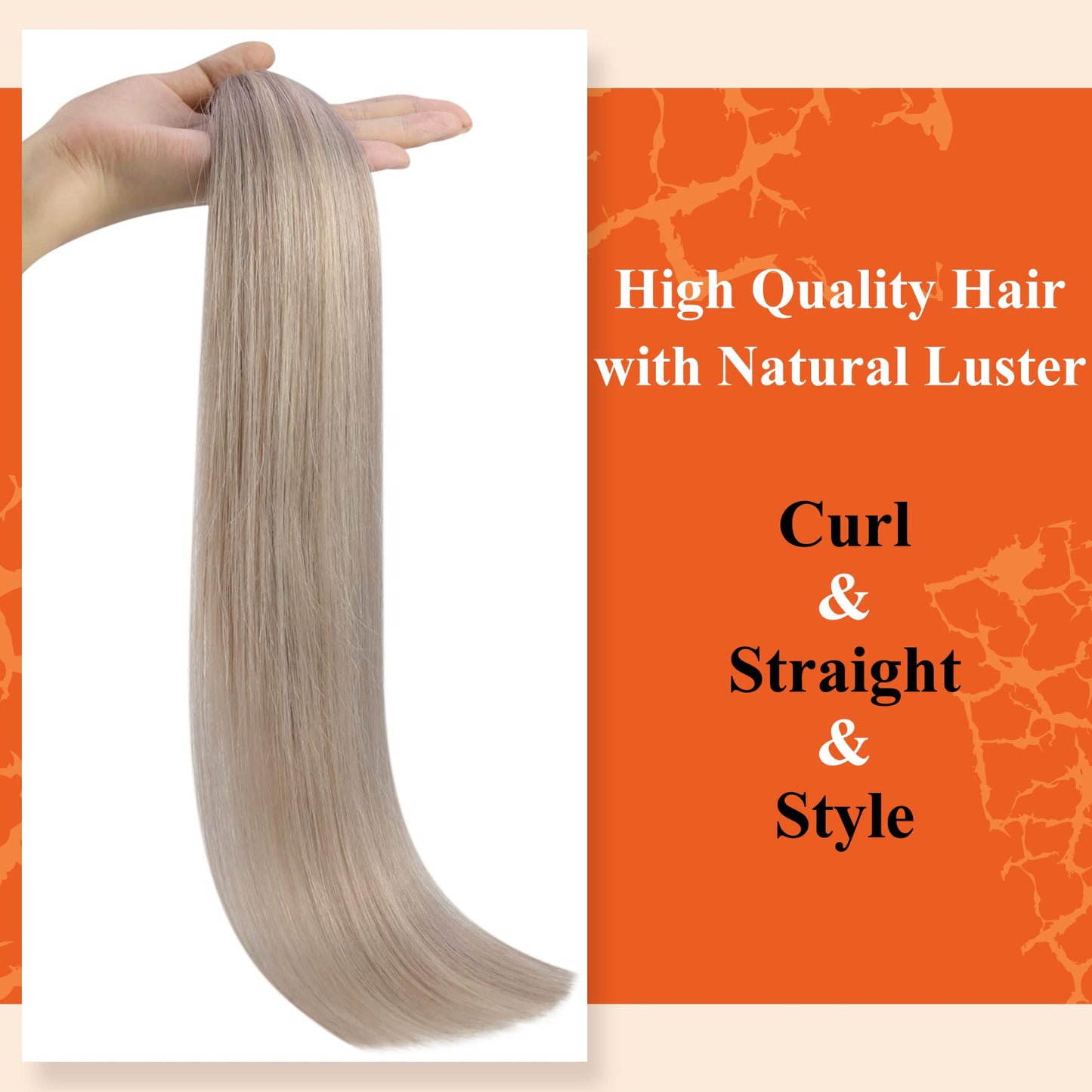 Full Shine Cold Fusion Prebonded Human Hair Extensions with Microbeads Color 18 Ash Blonde Highlighted 613 Blonde Micro Link Straight Hair 22 Inch Natural Hair Extensions for Women 50 Strands
