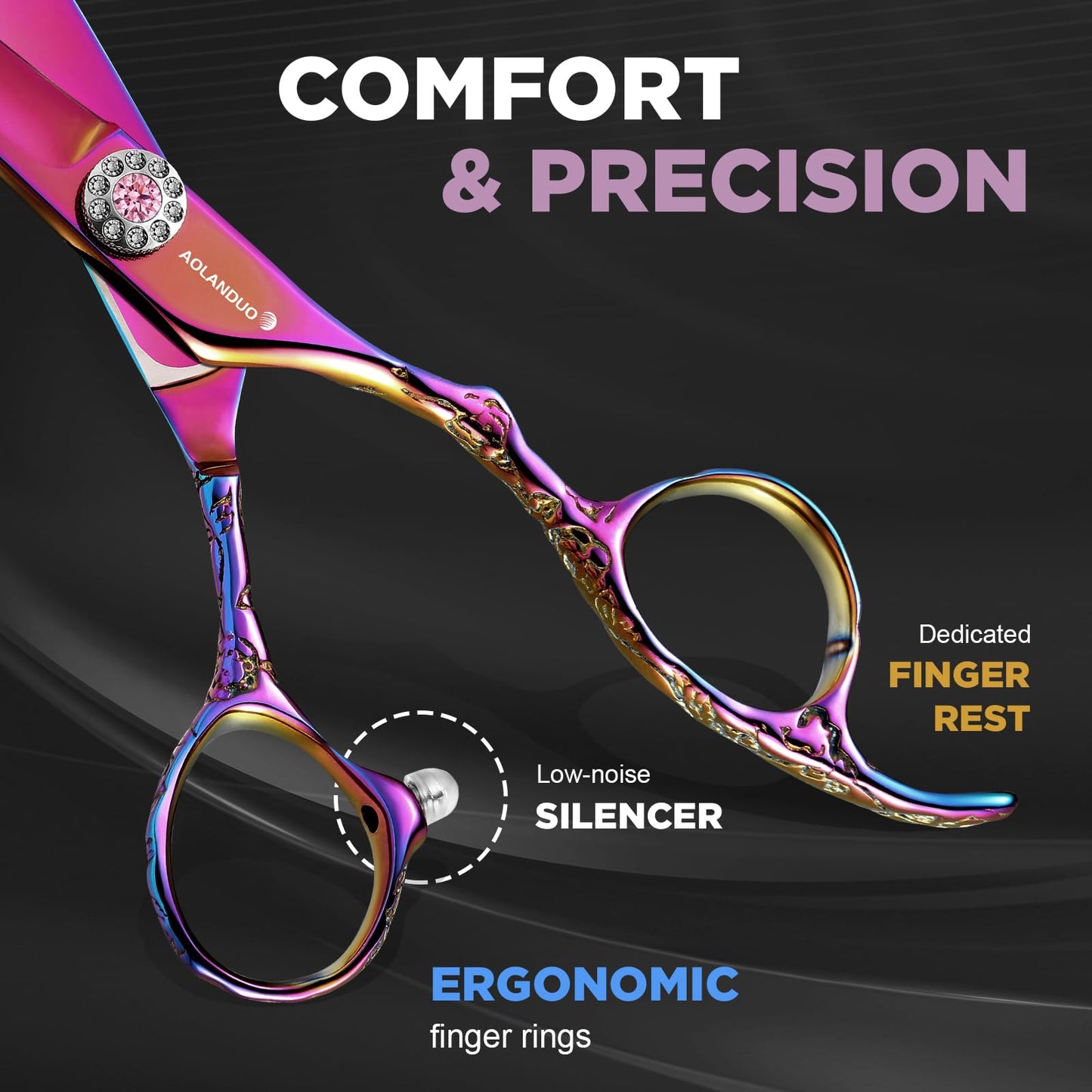 AOLANDUO Hair Cutting Scissor-Extremely Sharp-Offset Design Using Japanese JP440C Stainless Steel Hair Scissor for Barbers & Salon Stylists- Smooth Motion Fine Craftsmanship Barber Scissor (Classic)