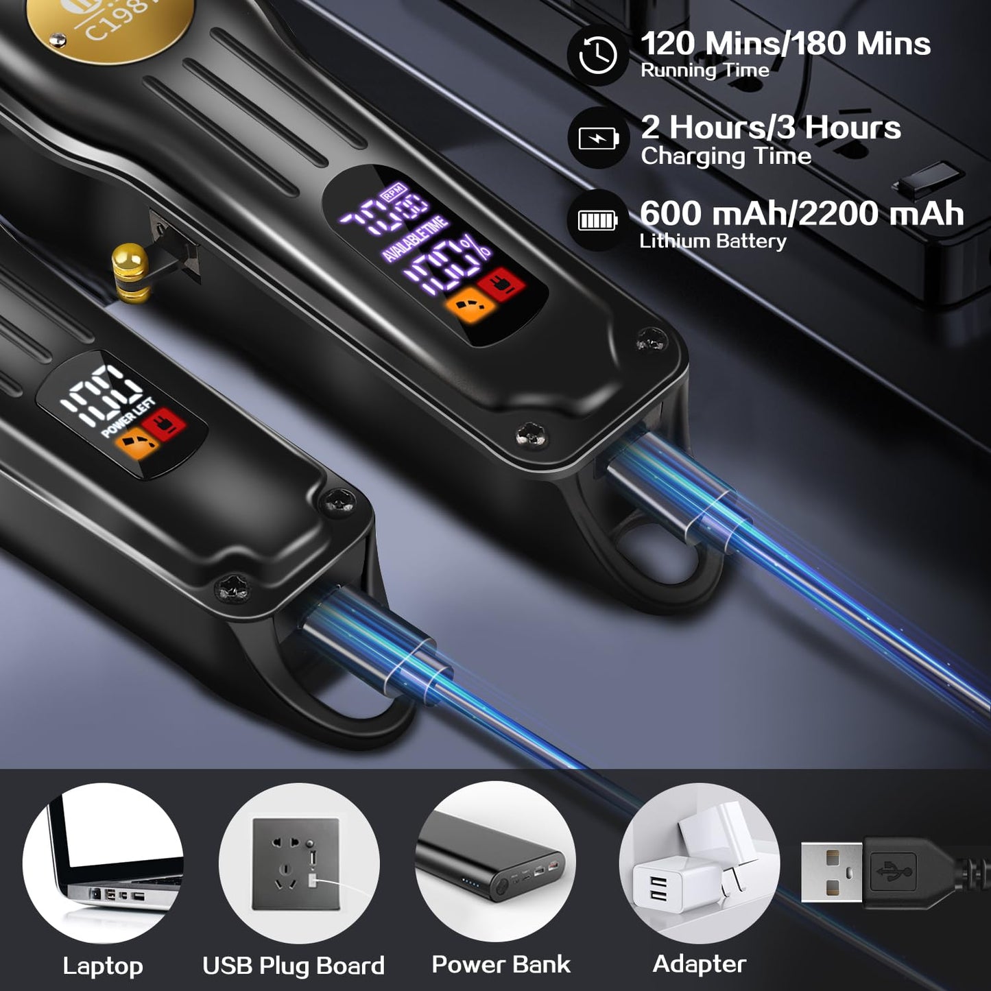 CIICII Mens Hair Clippers and Trimmers Set, Professional Cordless Barber Clippers for Hair Cutting Kit (Rechargeable USB Adjustable Beard & Hair Trimmer Haircut Kit) Clippers for Men DIY Home Salon