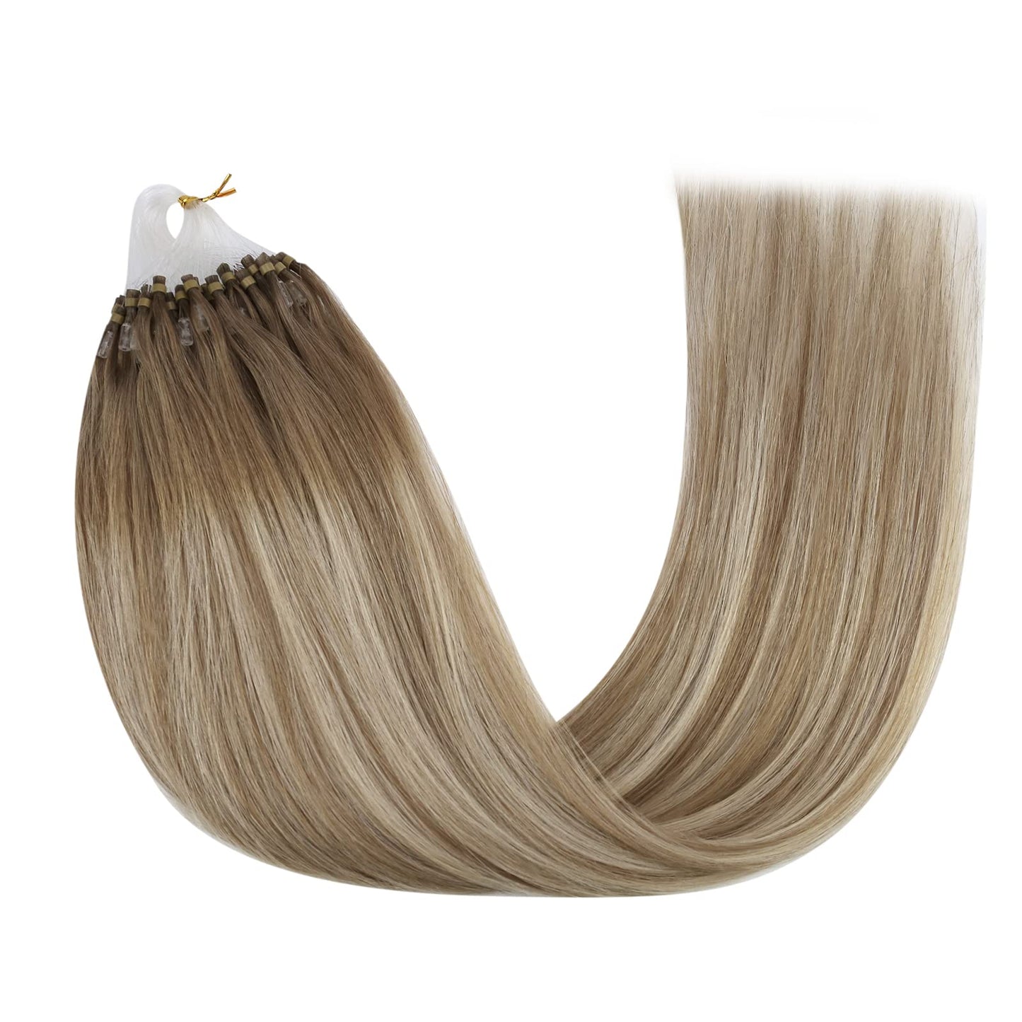 REMY premium Micro Link Hair Extensions Highlight Micro Loop Hair Extensions Real Human Hair Light Brown Highlights Blonde Micro Extensions Real Human Hair Add Hair Volume 18 Inch 50s/50g