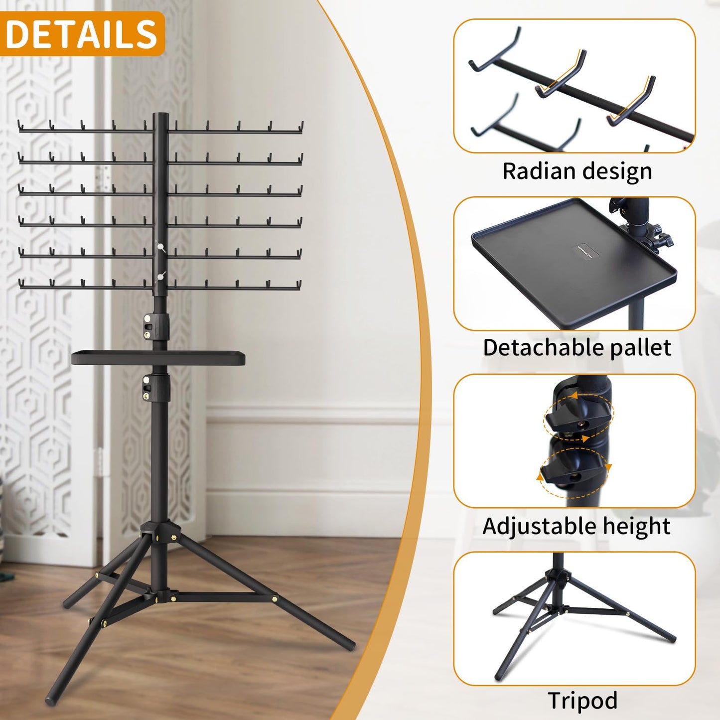 120-Peg Braiding Hair Rack Standing, with Salon Tray Hair Extension Holder Hanger, Hair Divider Rack for Braiding Hair Separator Stand, Hair Braiding Rack Display Stand for Hairstylist Braiders, Pink