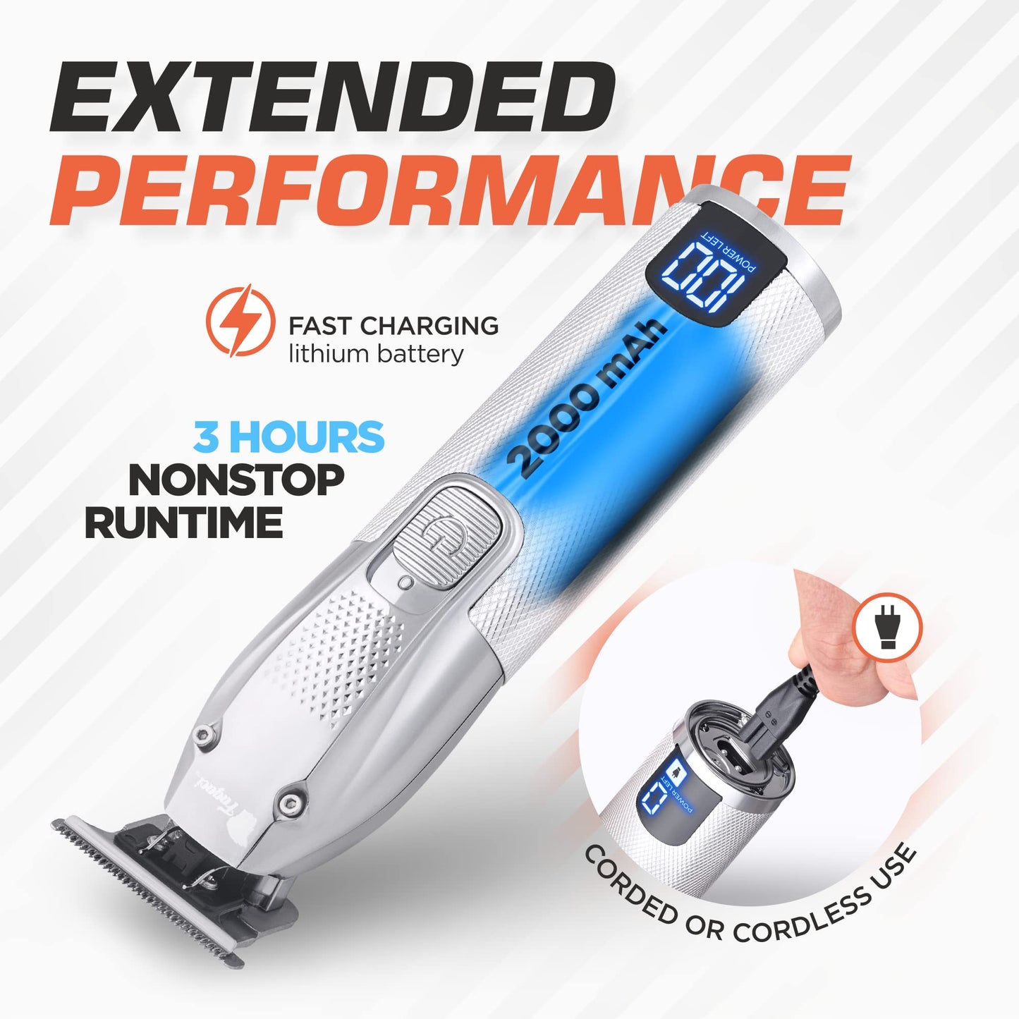 Fagaci Cordless Trimmers for Barbers - Turbo Power with Precise Cutting, Hair Liners for Men Clippers, T-Blade Trimmer for Men, Professional Zero Gapped Hair Trimmer for Men, T-Outliner Barber Trimmer