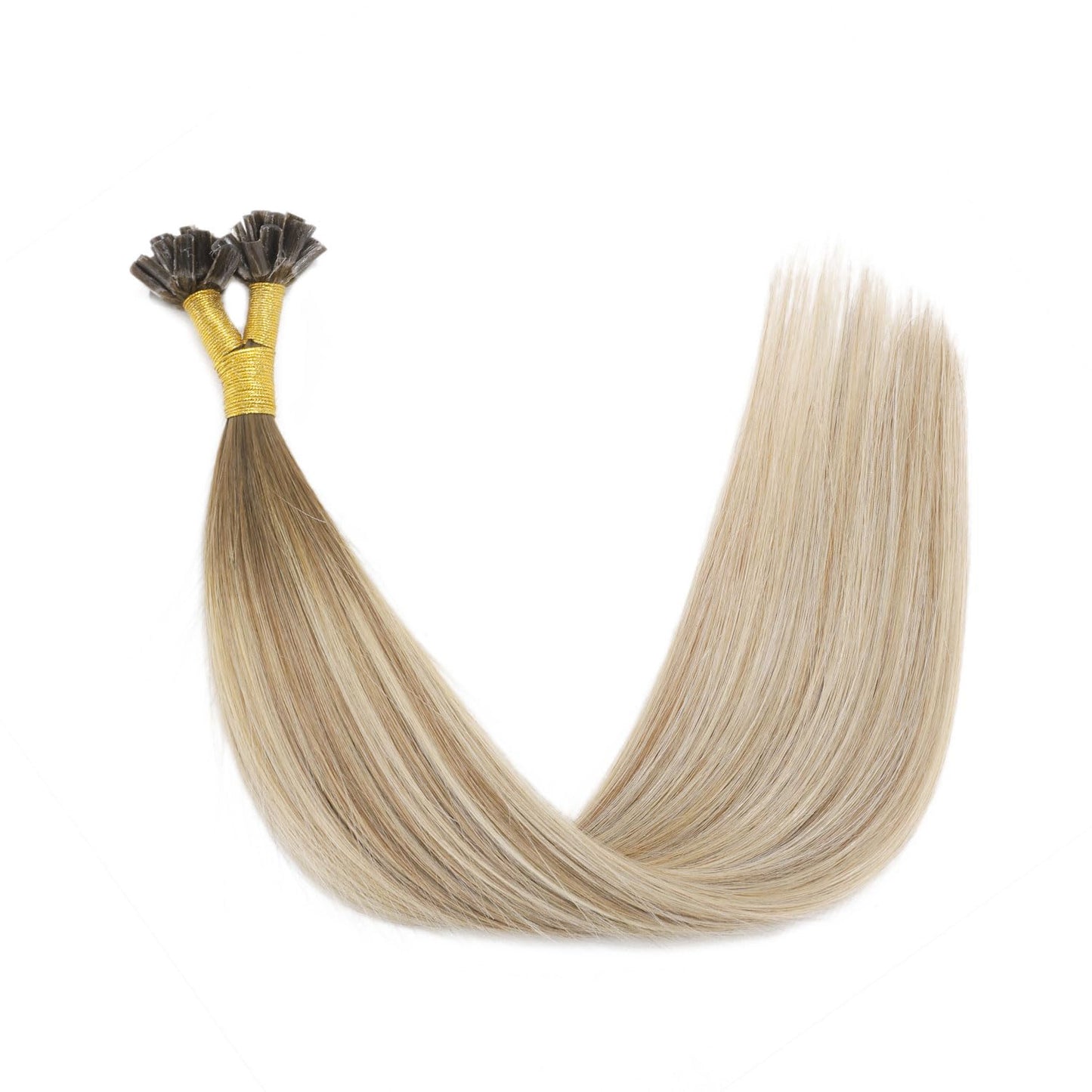 U Tip Hair Extensions Real Human Hair 50 Strands 50g 20inch Balayage Ombre Walnut Brown to Ash Brown and Blonde Pre Bonded Hair Extensions Nail U Tip Hair Extensions #3/8/22 20inch