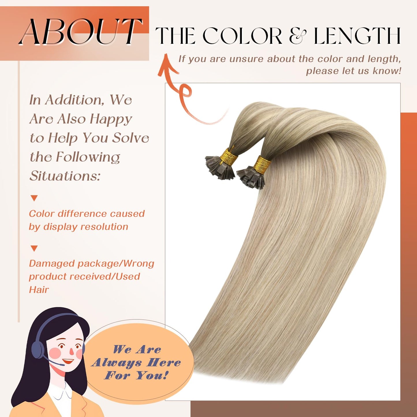 Remy Flat Tip Hair Extensions Human Hair Keratin Fusion Hair Extensions Real Human Hair Extensions for Women 50G/50S Warm Ash Blonde Highlight Bleach Blonde 16inch