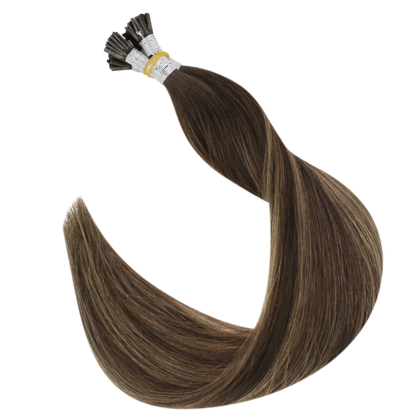Full Shine Cold Fusion Prebonded Human Hair Extensions with Microbeads Color 18 Ash Blonde Highlighted 613 Blonde Micro Link Straight Hair 22 Inch Natural Hair Extensions for Women 50 Strands