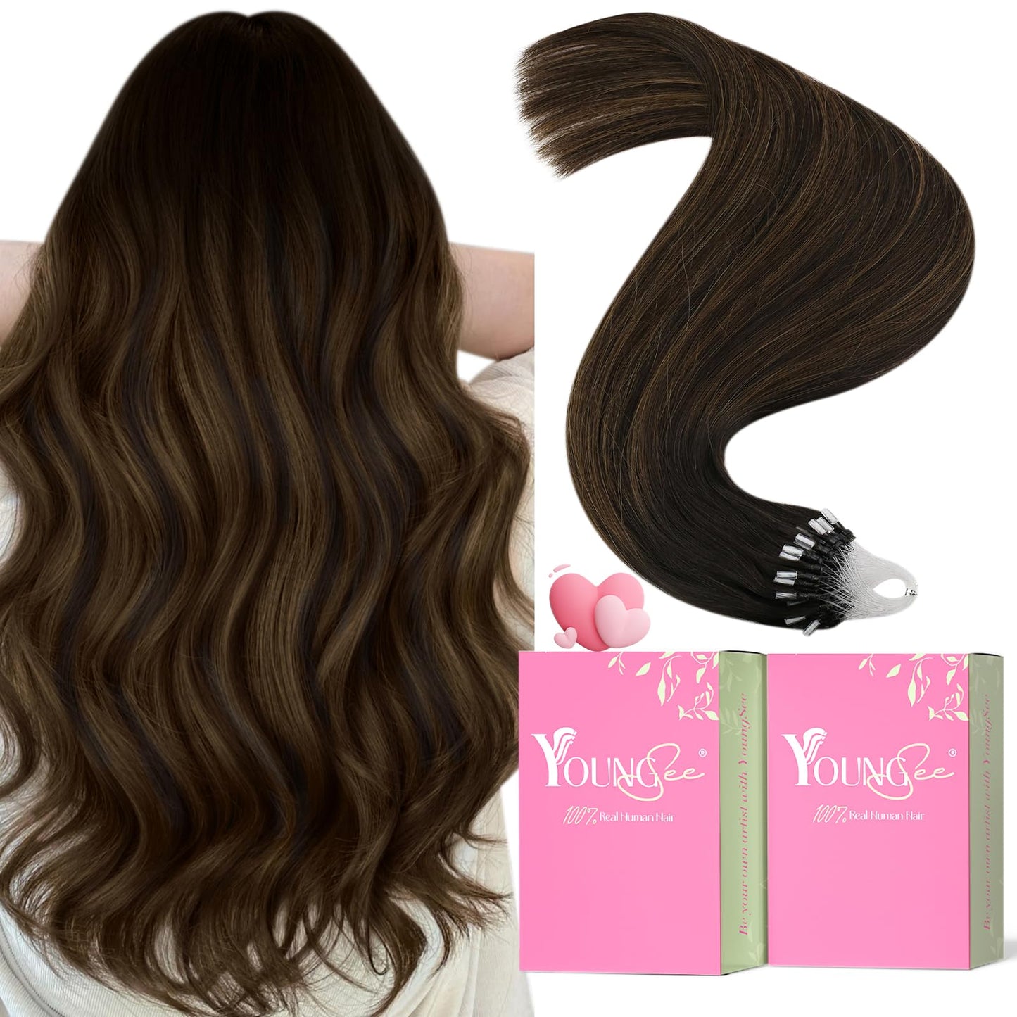 REMY premium Micro Link Hair Extensions Highlight Micro Loop Hair Extensions Real Human Hair Light Brown Highlights Blonde Micro Extensions Real Human Hair Add Hair Volume 18 Inch 50s/50g