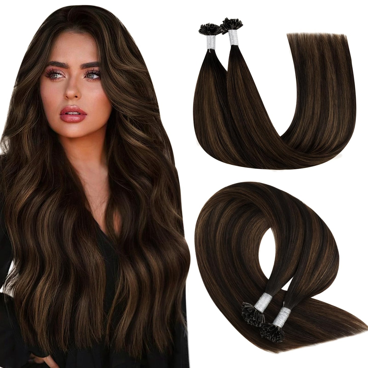 REMY premium Micro Link Hair Extensions Highlight Micro Loop Hair Extensions Real Human Hair Light Brown Highlights Blonde Micro Extensions Real Human Hair Add Hair Volume 18 Inch 50s/50g