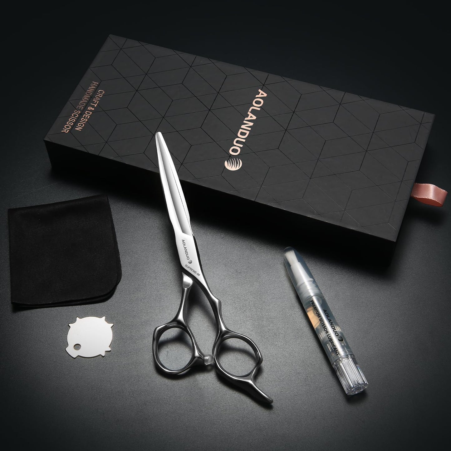 AOLANDUO Hair Cutting Scissor-Extremely Sharp-Offset Design Using Japanese JP440C Stainless Steel Hair Scissor for Barbers & Salon Stylists- Smooth Motion Fine Craftsmanship Barber Scissor (Classic)
