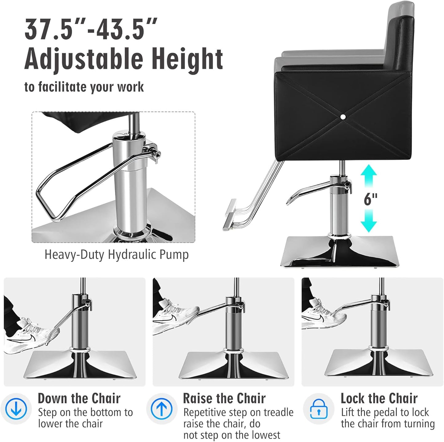 DORTALA Salon Chair for Hair Stylist, Adjustable Multi-purpose Barber Chair with Hydraulic Pump, 360 Degrees Swivel, Classic Styling Beauty Spa Equipment for Women & Men, 330 LBS, Black