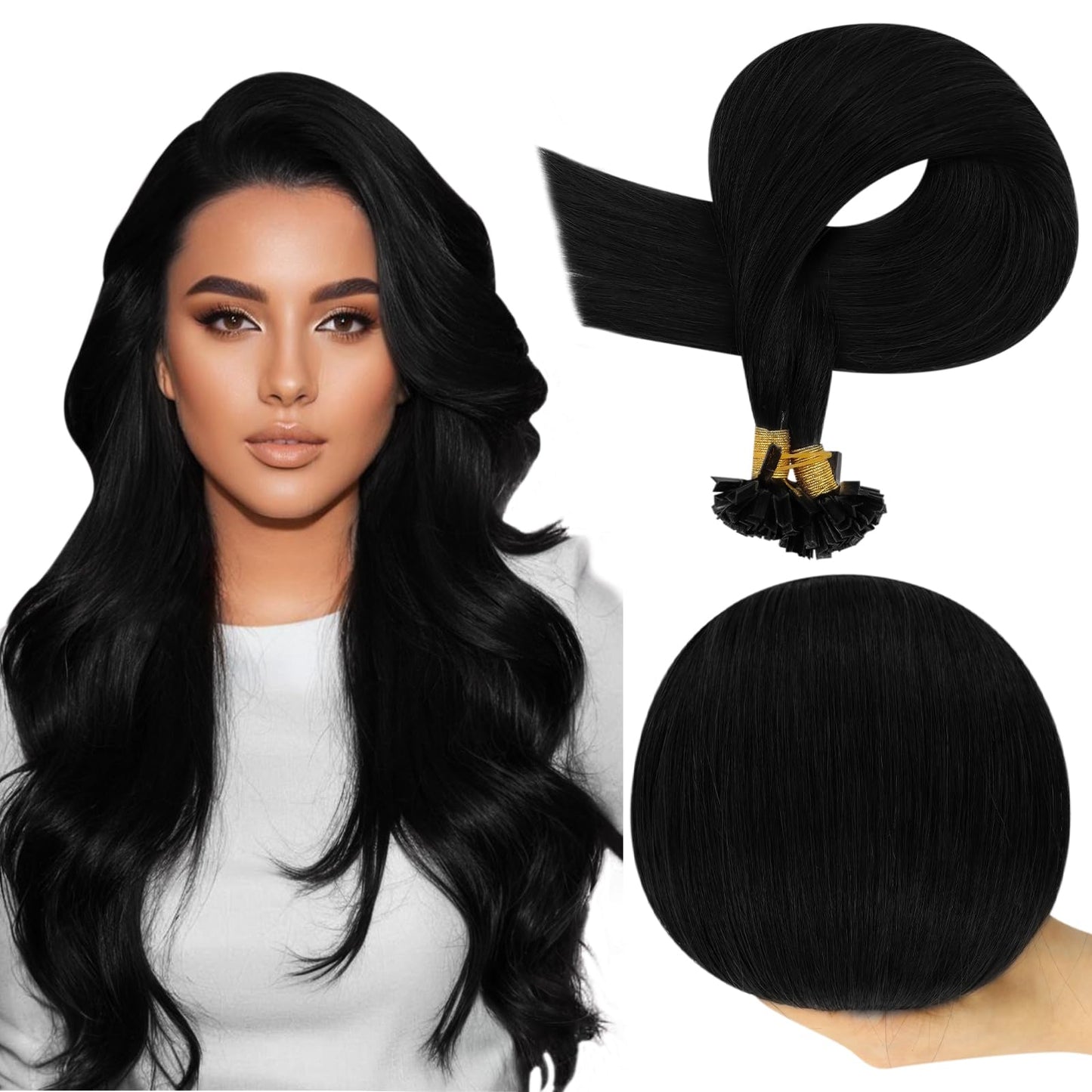 Full Shine Cold Fusion Prebonded Human Hair Extensions with Microbeads Color 18 Ash Blonde Highlighted 613 Blonde Micro Link Straight Hair 22 Inch Natural Hair Extensions for Women 50 Strands