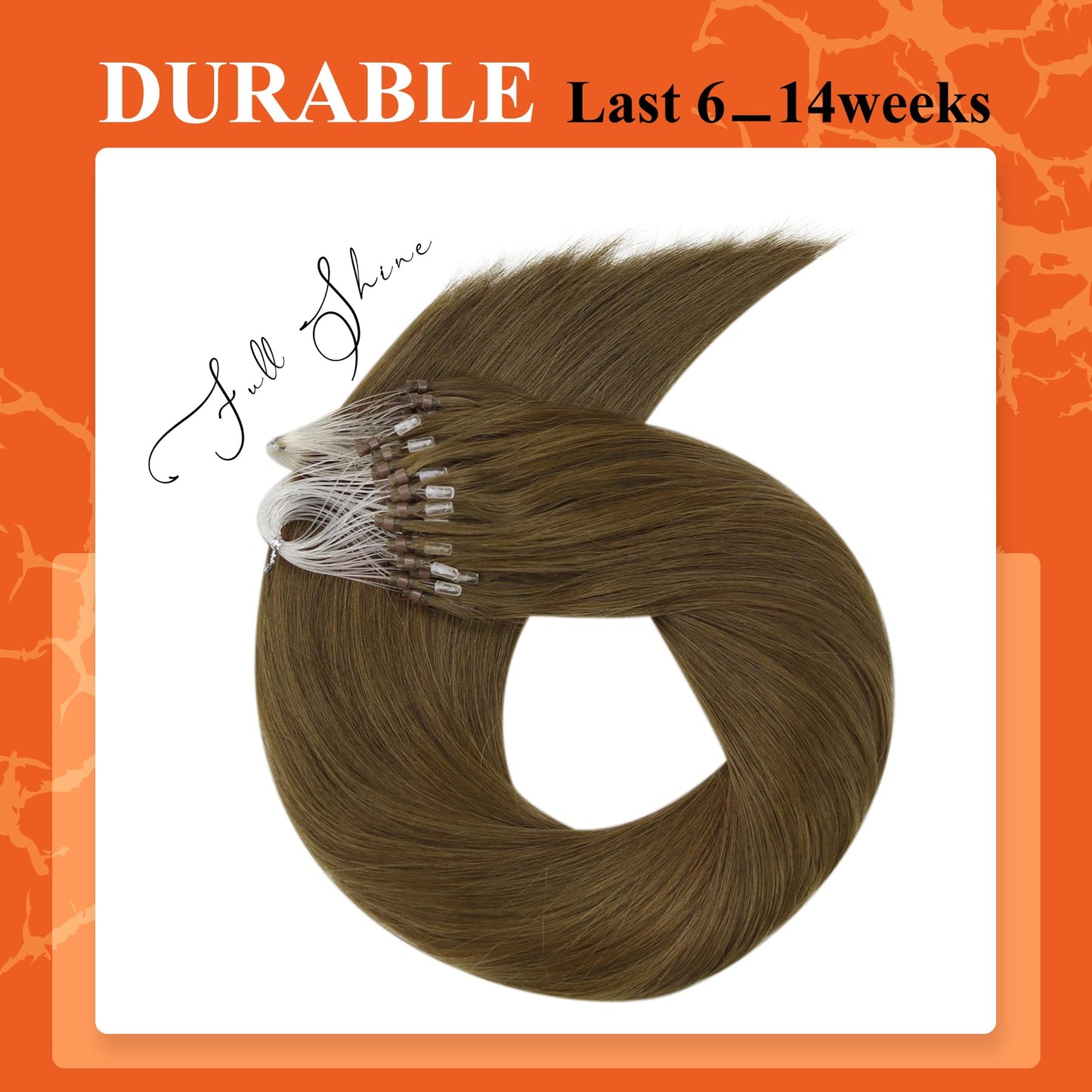Full Shine Cold Fusion Prebonded Human Hair Extensions with Microbeads Color 18 Ash Blonde Highlighted 613 Blonde Micro Link Straight Hair 22 Inch Natural Hair Extensions for Women 50 Strands