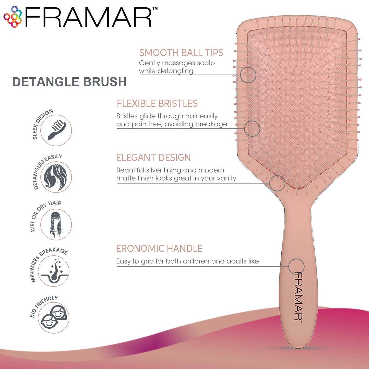 FRAMAR Detangling Hair Brush, Paddle Brush – Elegant Hair Brush For Women, Detangler Brush, Brosse A Cheveux, Curly Hair Brush, Hair Detangler for Women, Men and Children - Cow Print