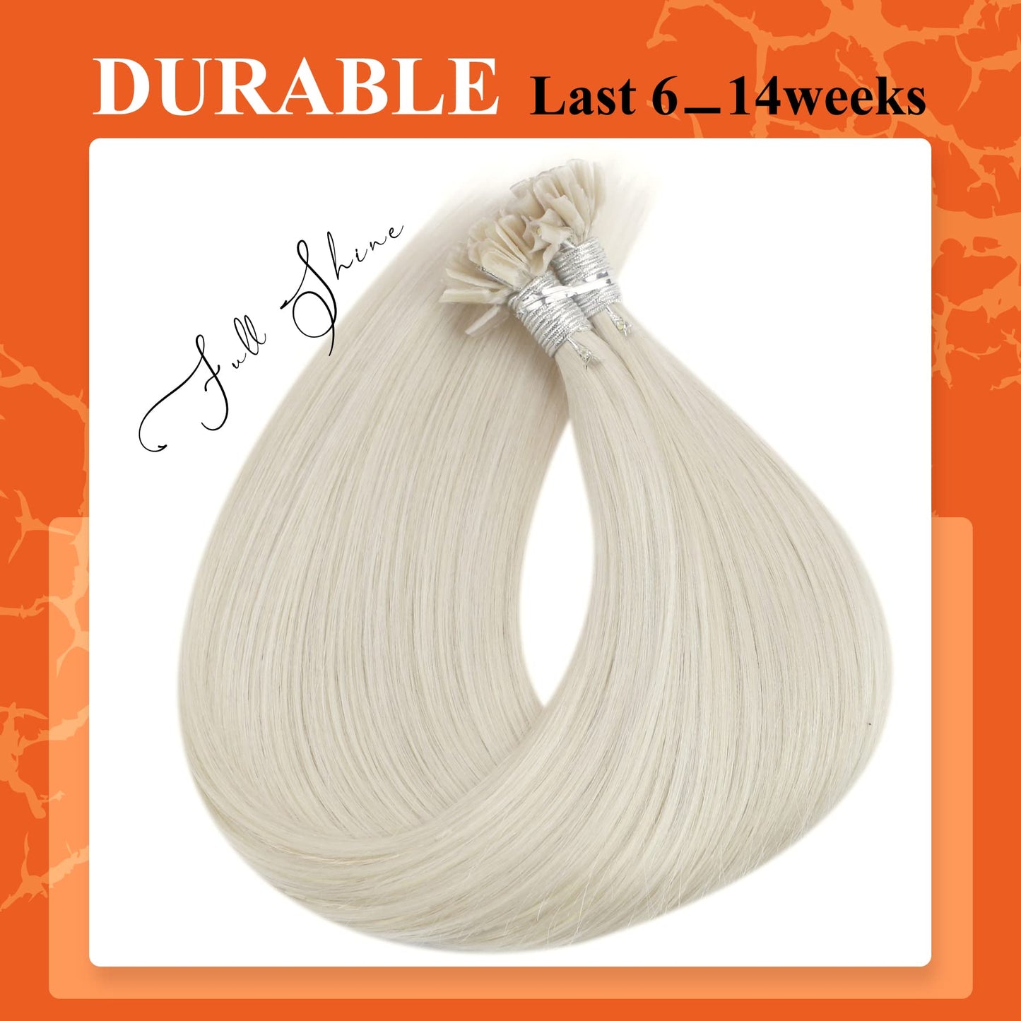 Full Shine Cold Fusion Prebonded Human Hair Extensions with Microbeads Color 18 Ash Blonde Highlighted 613 Blonde Micro Link Straight Hair 22 Inch Natural Hair Extensions for Women 50 Strands