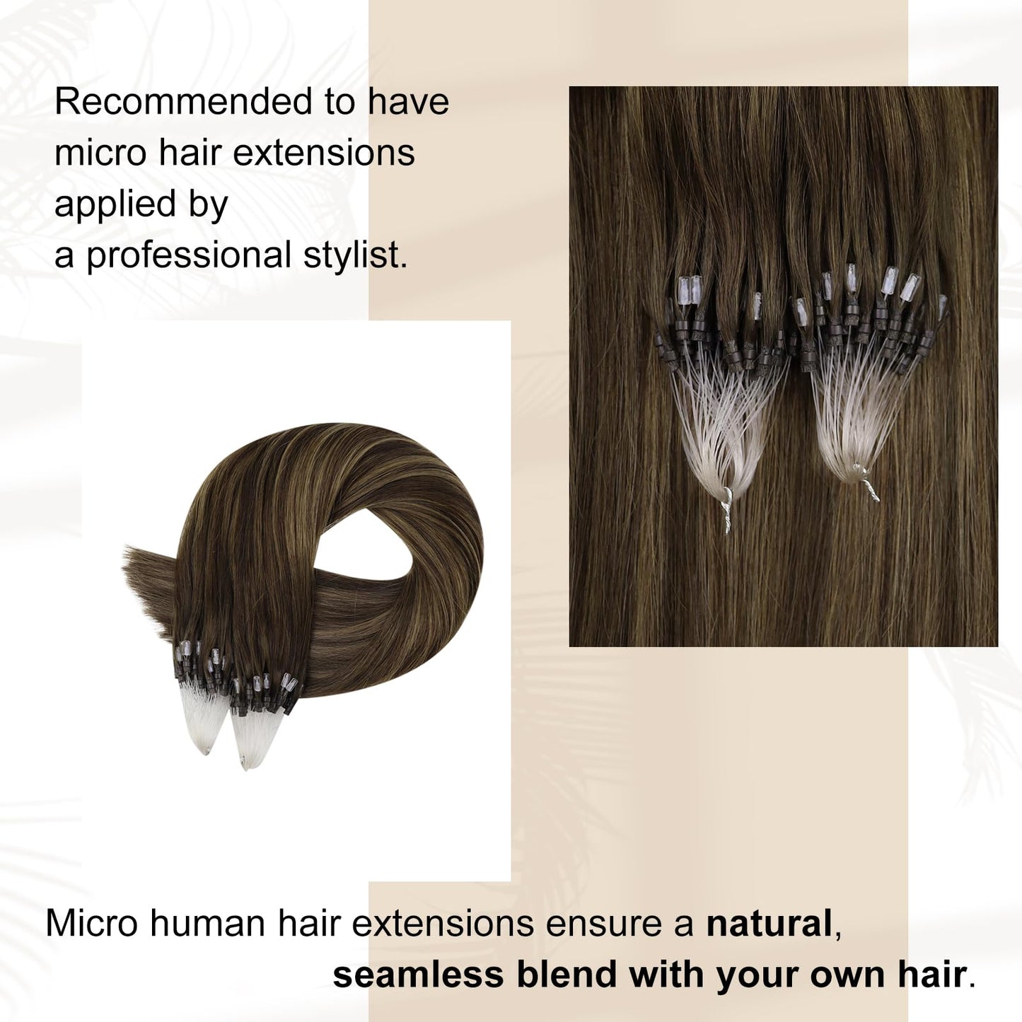 Full Shine Cold Fusion Prebonded Human Hair Extensions with Microbeads Color 18 Ash Blonde Highlighted 613 Blonde Micro Link Straight Hair 22 Inch Natural Hair Extensions for Women 50 Strands
