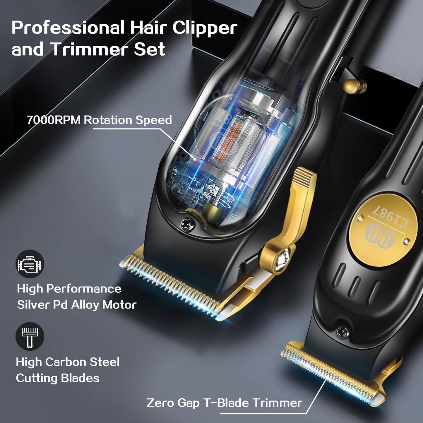 CIICII Mens Hair Clippers and Trimmers Set, Professional Cordless Barber Clippers for Hair Cutting Kit (Rechargeable USB Adjustable Beard & Hair Trimmer Haircut Kit) Clippers for Men DIY Home Salon