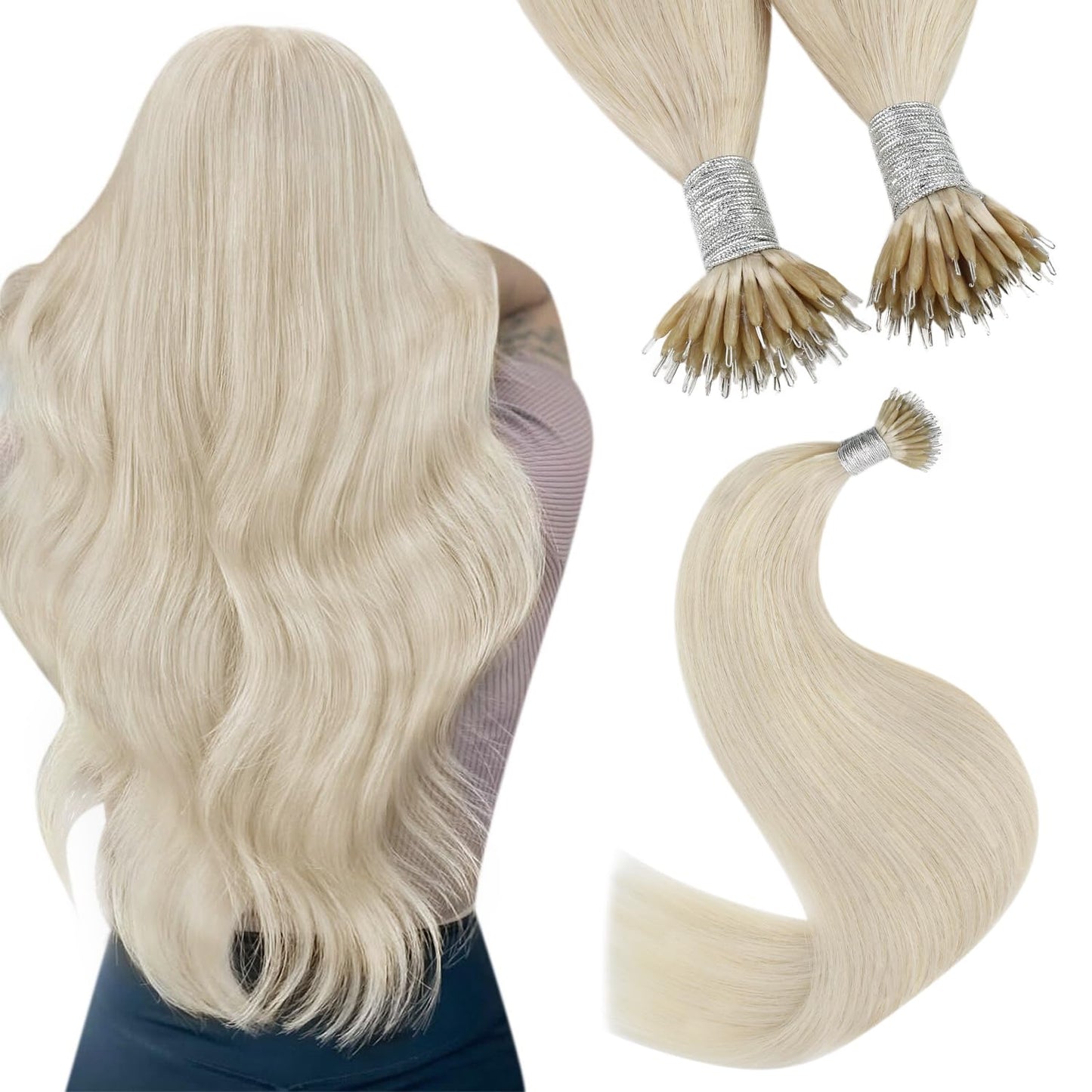 REMY premium Micro Link Hair Extensions Highlight Micro Loop Hair Extensions Real Human Hair Light Brown Highlights Blonde Micro Extensions Real Human Hair Add Hair Volume 18 Inch 50s/50g