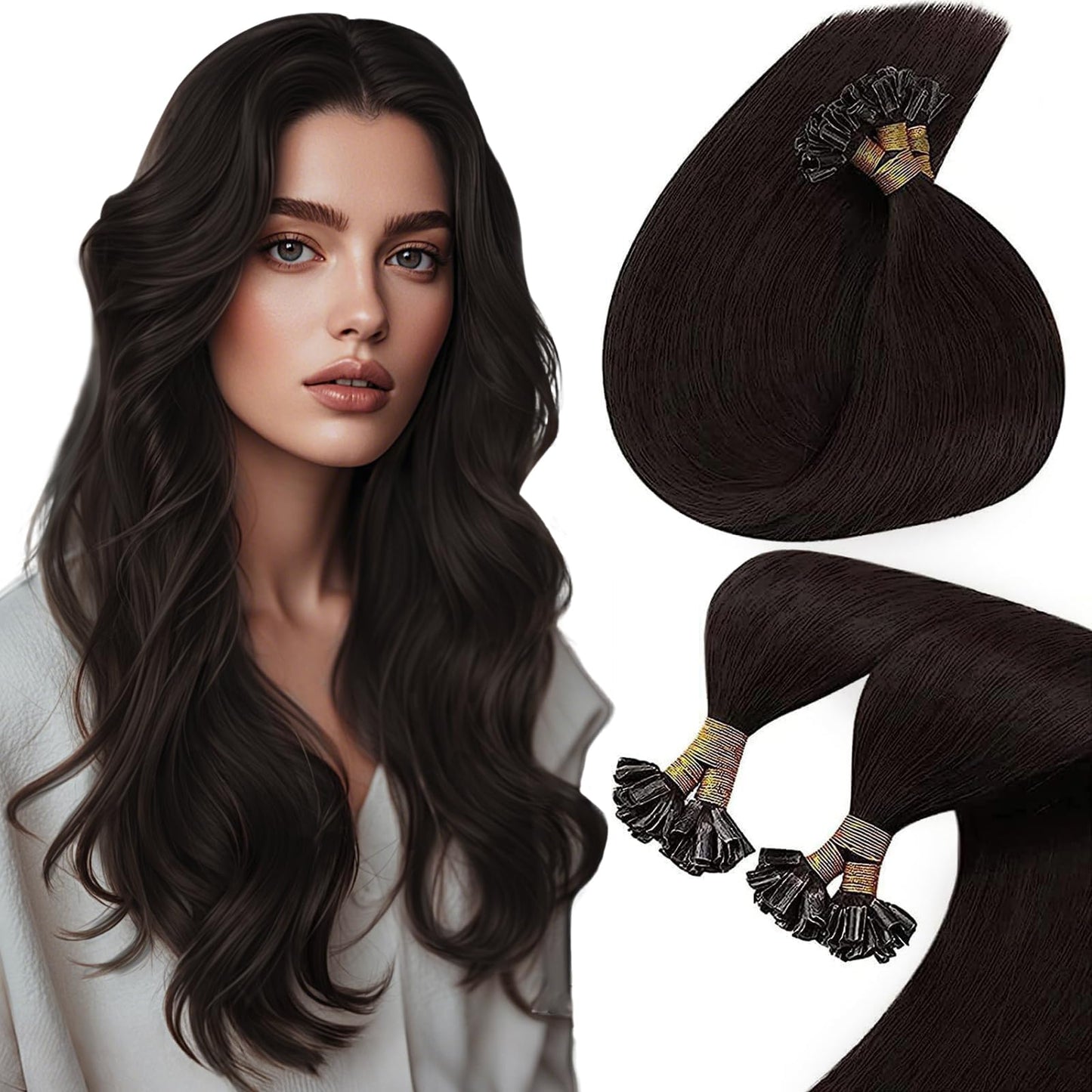 Remy Flat Tip Hair Extensions Human Hair Keratin Fusion Hair Extensions Real Human Hair Extensions for Women 50G/50S Warm Ash Blonde Highlight Bleach Blonde 16inch