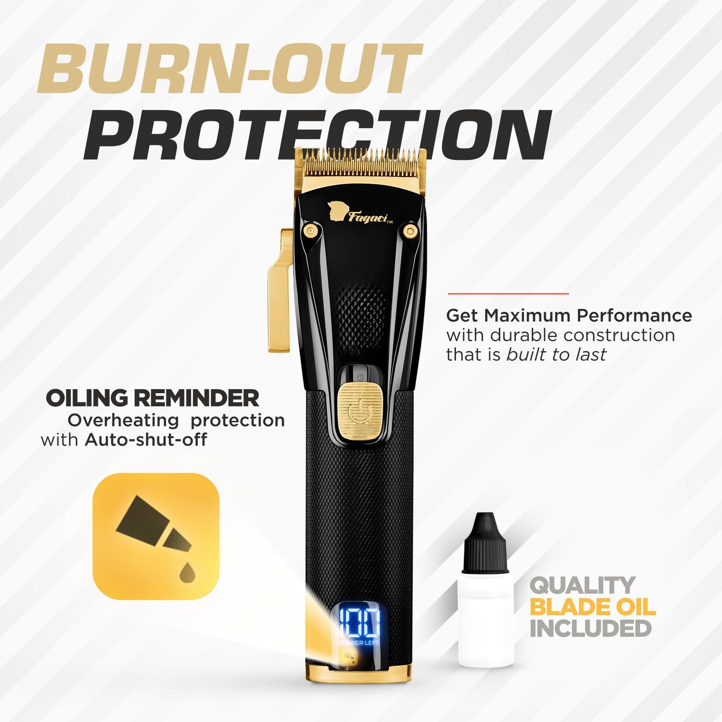Fagaci Professional Hair Clippers for Barbers with Precise Cutting, Turbo Power Cordless Hair Clippers for Men Professional, Clippers for Hair Cutting, Maquina de Cortar Cabello, Men Hair Clippers Kit