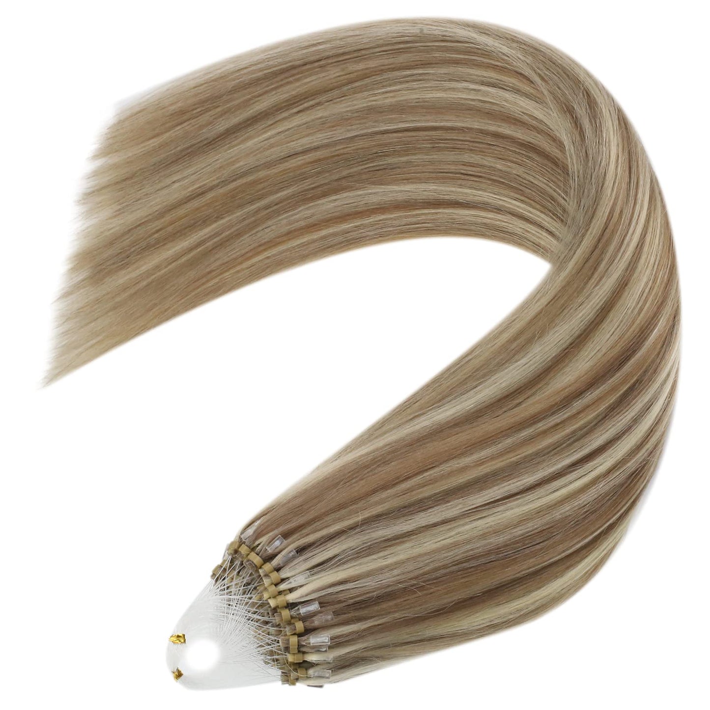 REMY premium Micro Link Hair Extensions Highlight Micro Loop Hair Extensions Real Human Hair Light Brown Highlights Blonde Micro Extensions Real Human Hair Add Hair Volume 18 Inch 50s/50g