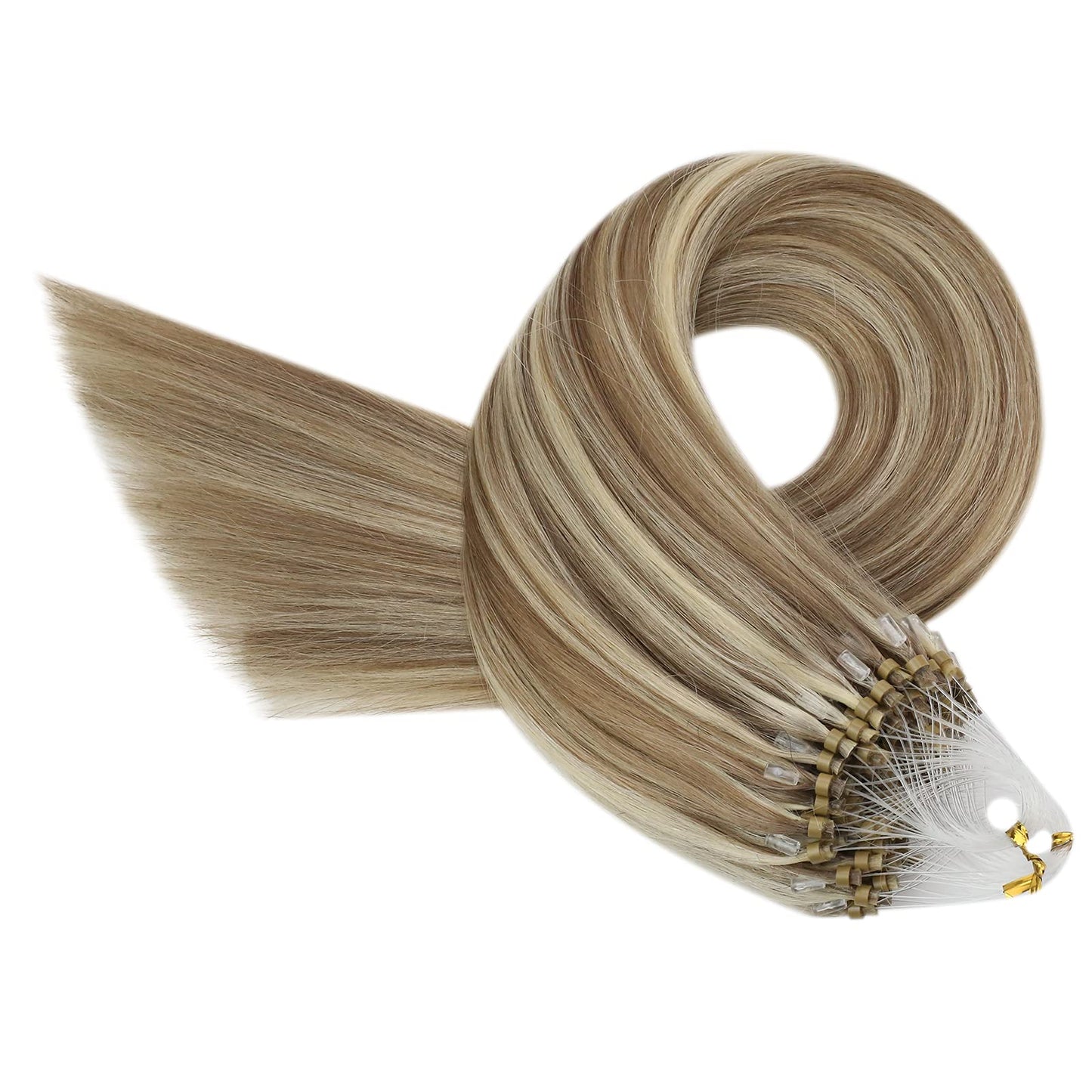 REMY premium Micro Link Hair Extensions Highlight Micro Loop Hair Extensions Real Human Hair Light Brown Highlights Blonde Micro Extensions Real Human Hair Add Hair Volume 18 Inch 50s/50g