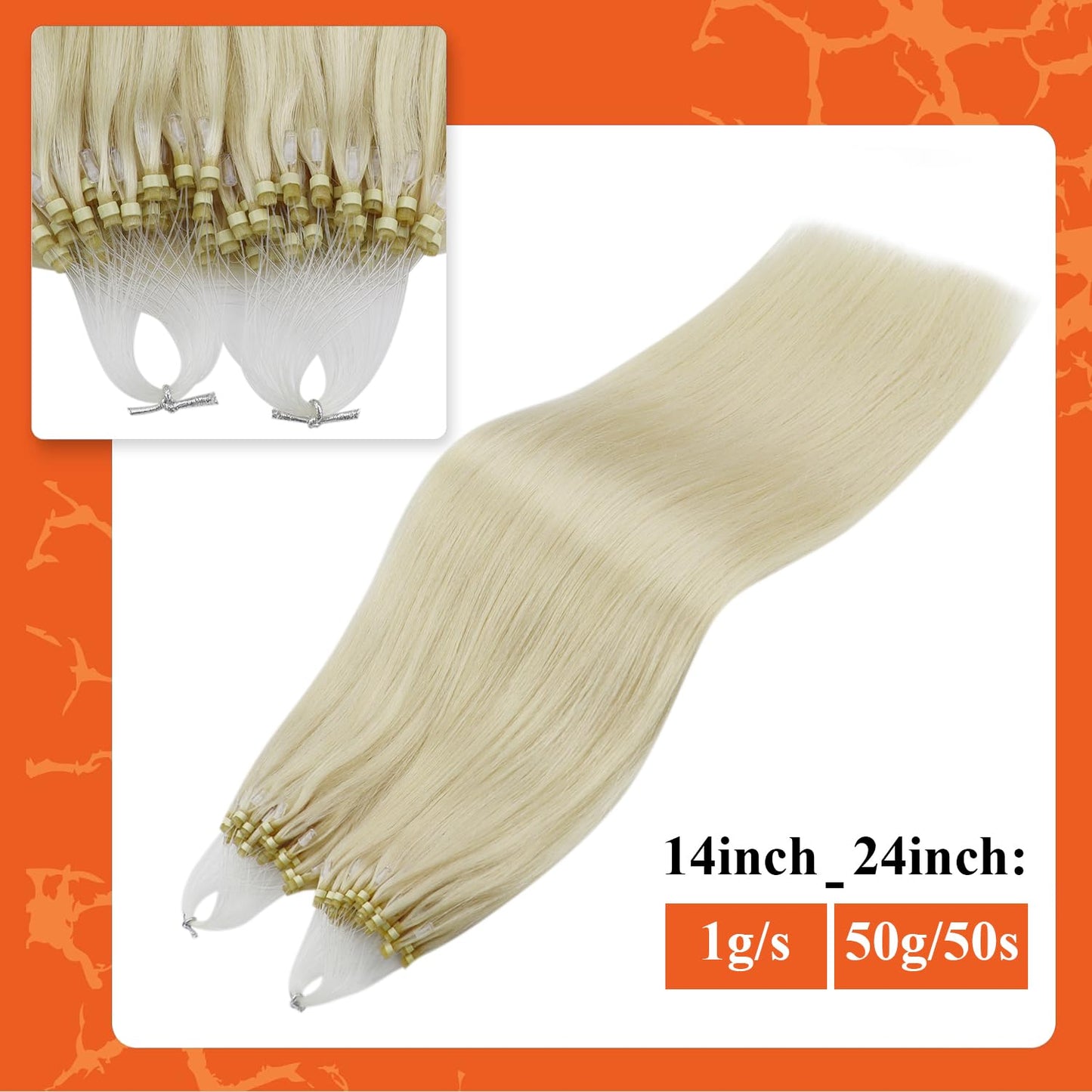 Full Shine Cold Fusion Prebonded Human Hair Extensions with Microbeads Color 18 Ash Blonde Highlighted 613 Blonde Micro Link Straight Hair 22 Inch Natural Hair Extensions for Women 50 Strands