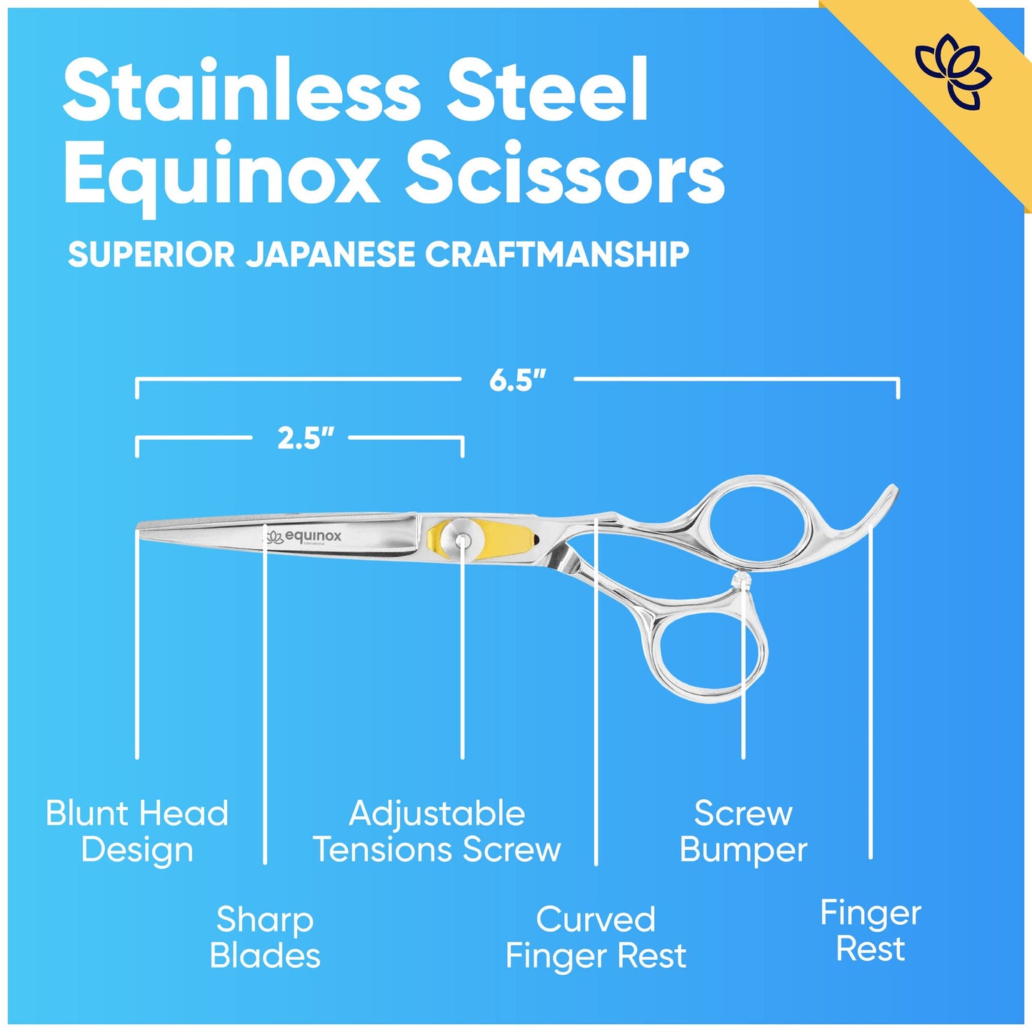 Equinox Professional Hair Scissors - 6.5 Inches Sharp Razor Edge Series Hair Cutting Scissors - Perfect Barber Hairdresser Shears - Japanese Stainless Steel Haircut Kit