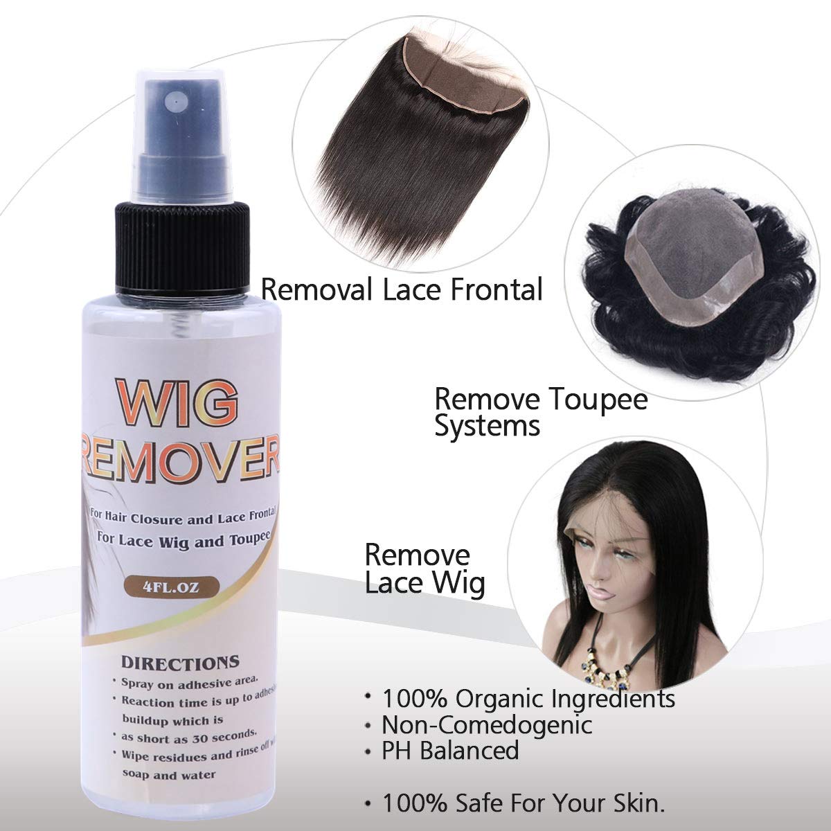 Isheeny Lace Wig Glue Remover Spray Fast Acting Hair Extentions Hair Glue Remover & Tape In Hair Extensions Adhesive Remover, Removes Hair Glue, Wig Tape & Double Sided Extension Tape (118 ml)