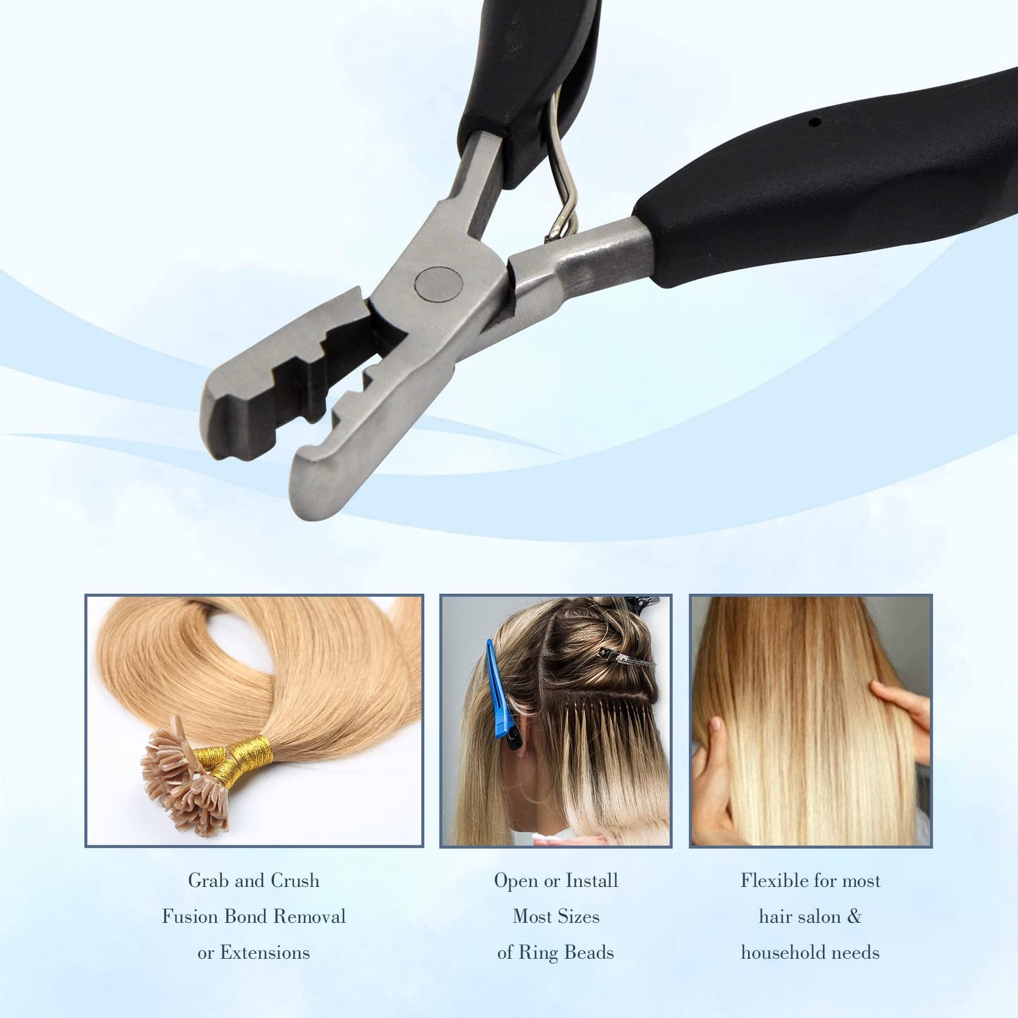 Fusion Hair Extension Crusher Hair Extension Remove Tool for Keratin Hair Extensions Microlink Beads Tool