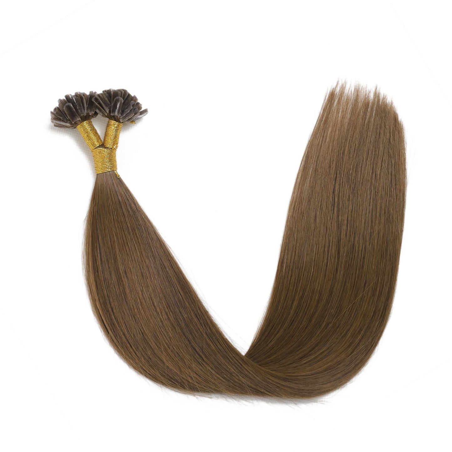 U Tip Hair Extensions Real Human Hair 50 Strands 50g 20inch Balayage Ombre Walnut Brown to Ash Brown and Blonde Pre Bonded Hair Extensions Nail U Tip Hair Extensions #3/8/22 20inch