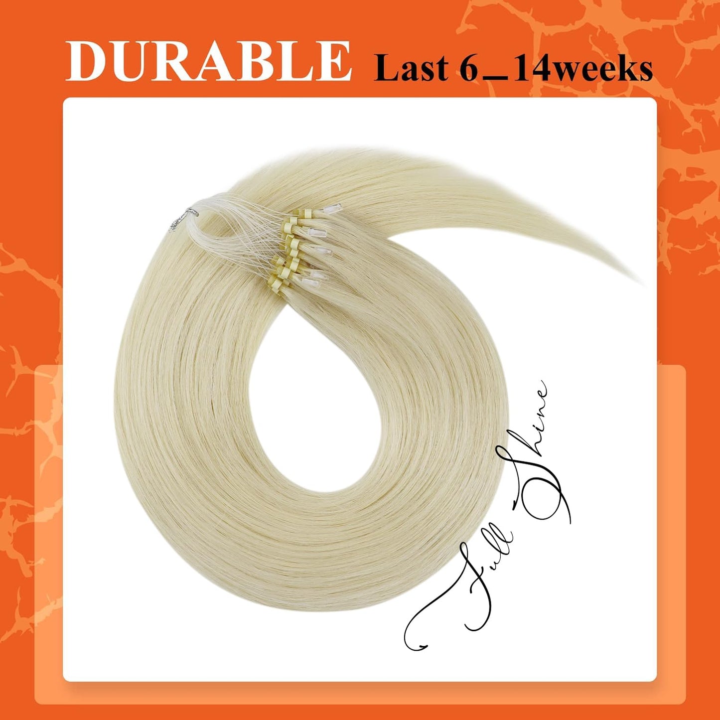Full Shine Cold Fusion Prebonded Human Hair Extensions with Microbeads Color 18 Ash Blonde Highlighted 613 Blonde Micro Link Straight Hair 22 Inch Natural Hair Extensions for Women 50 Strands