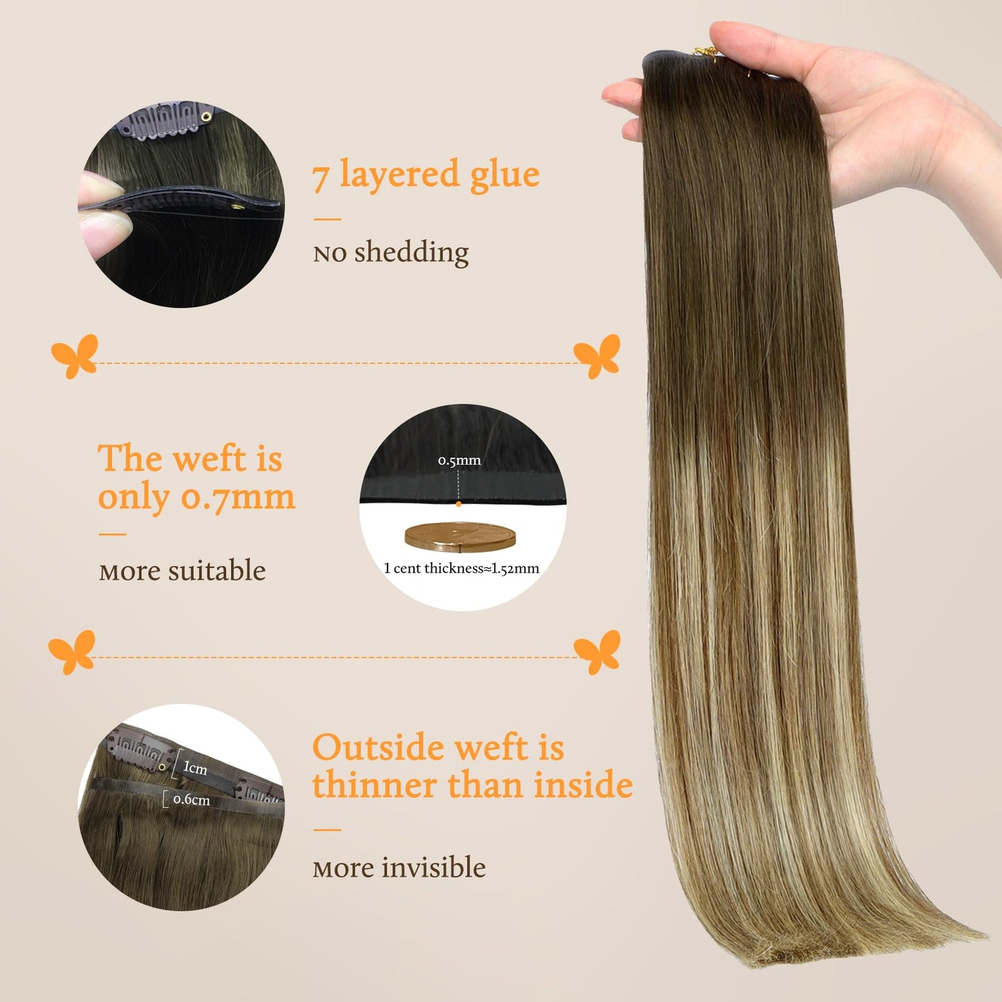 DOORES Seamless Clip in Hair Extensions Real Human Hair, Jet Black 150g 7pcs 20 Inch, Hair Extensions Clip in Human Hair Extensions Clip ins with Thin Weft Thick Straight Hair