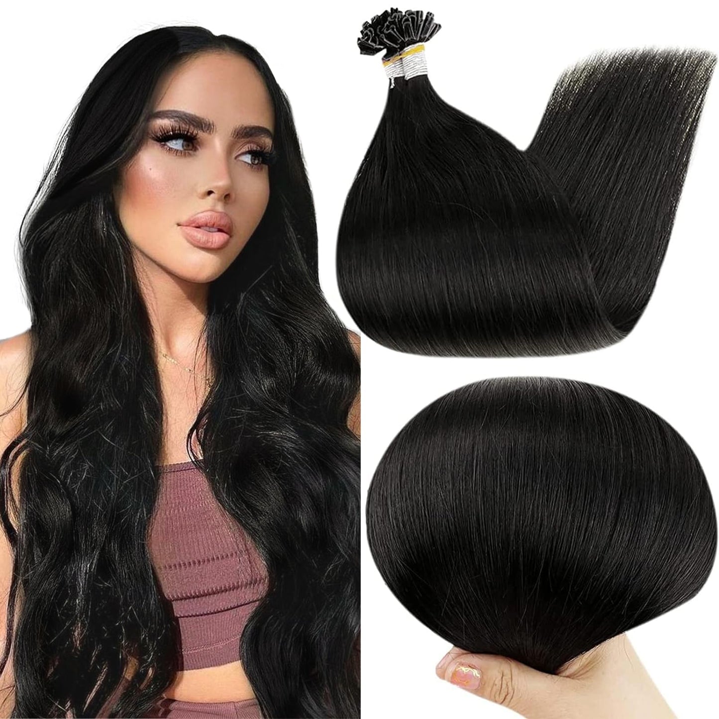 Full Shine Cold Fusion Prebonded Human Hair Extensions with Microbeads Color 18 Ash Blonde Highlighted 613 Blonde Micro Link Straight Hair 22 Inch Natural Hair Extensions for Women 50 Strands