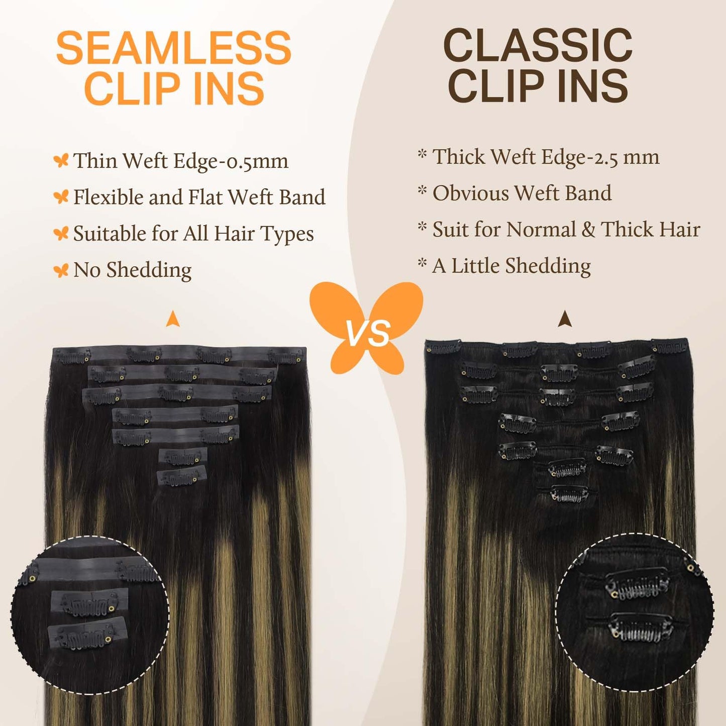 DOORES Seamless Clip in Hair Extensions Real Human Hair, Jet Black 150g 7pcs 20 Inch, Hair Extensions Clip in Human Hair Extensions Clip ins with Thin Weft Thick Straight Hair