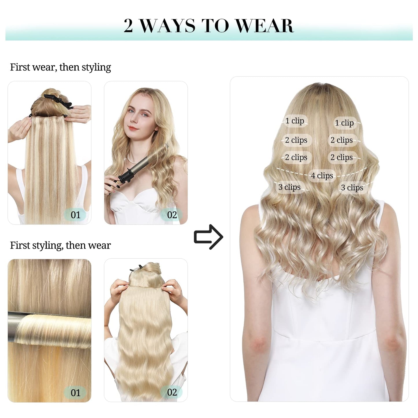 DOORES Seamless Clip in Hair Extensions Real Human Hair, Jet Black 150g 7pcs 20 Inch, Hair Extensions Clip in Human Hair Extensions Clip ins with Thin Weft Thick Straight Hair