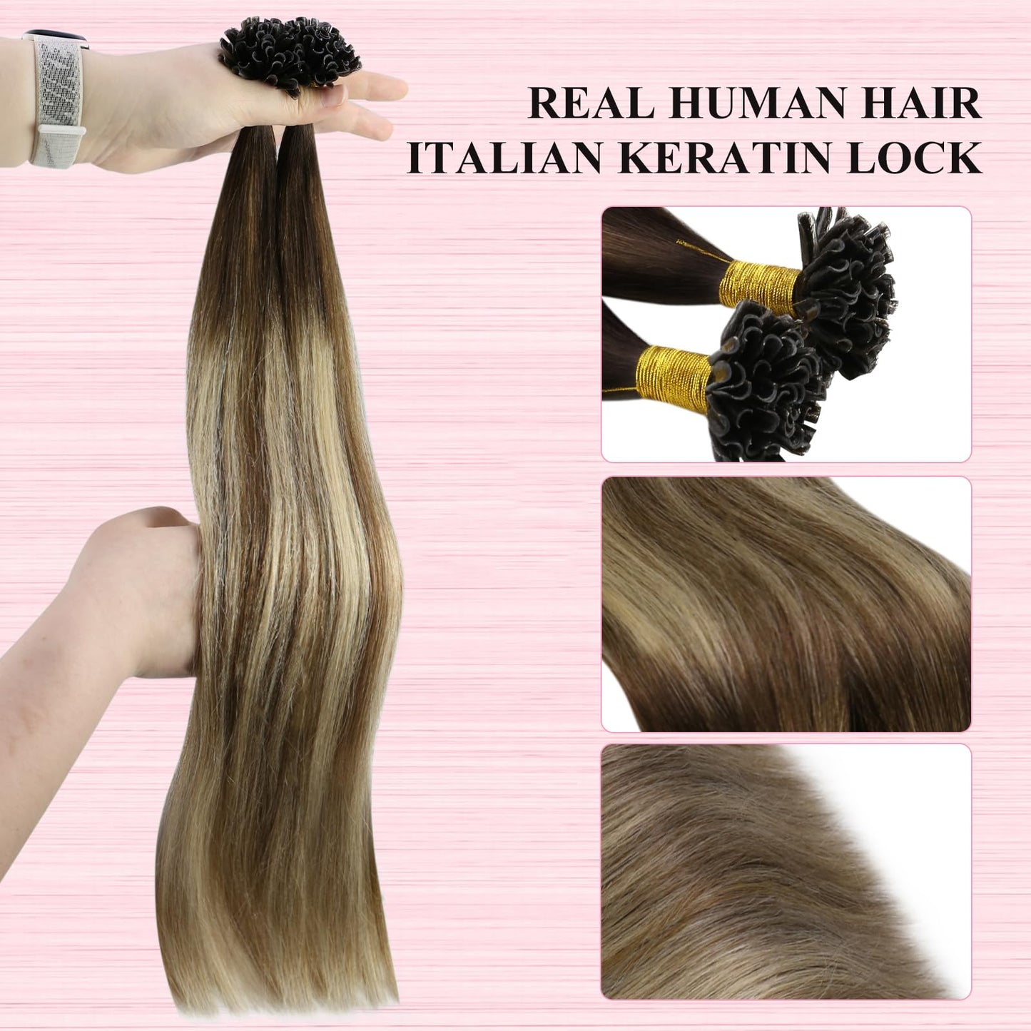 REMY premium Micro Link Hair Extensions Highlight Micro Loop Hair Extensions Real Human Hair Light Brown Highlights Blonde Micro Extensions Real Human Hair Add Hair Volume 18 Inch 50s/50g